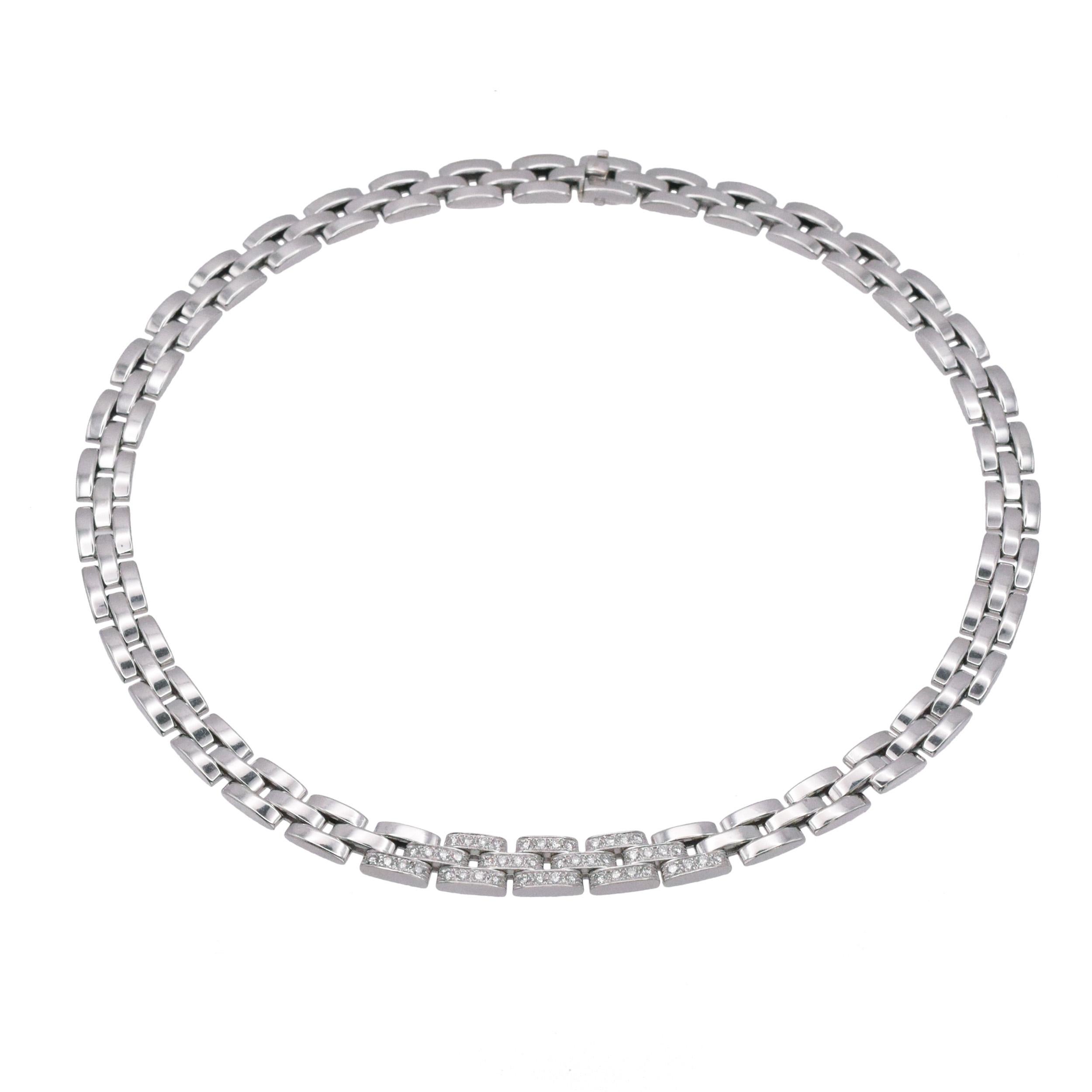 Taille ronde Cartier Collier Maillon Panthère en diamants en vente