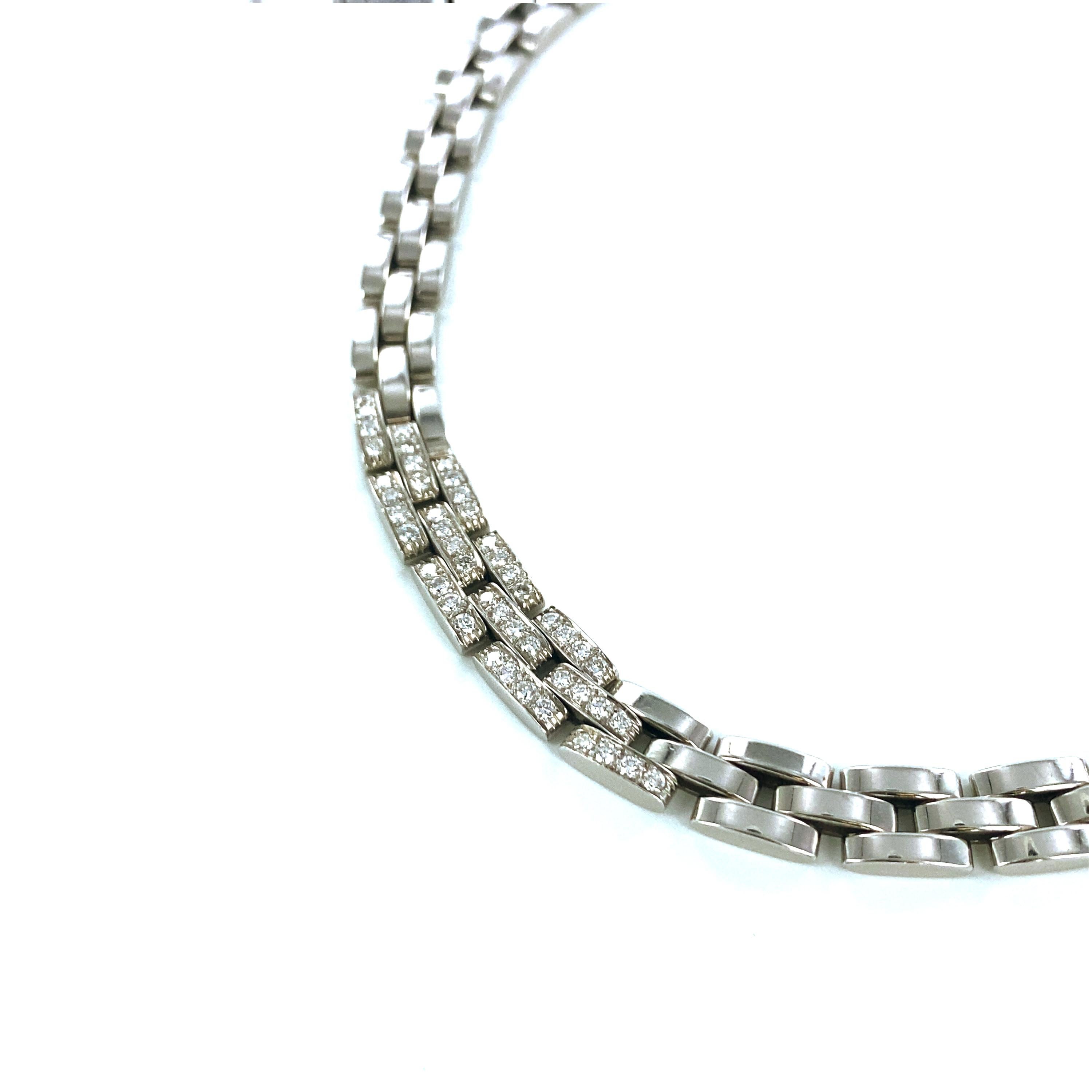 Contemporary Cartier Maillon Panthère Diamond Necklace in 18 Karat White Gold
