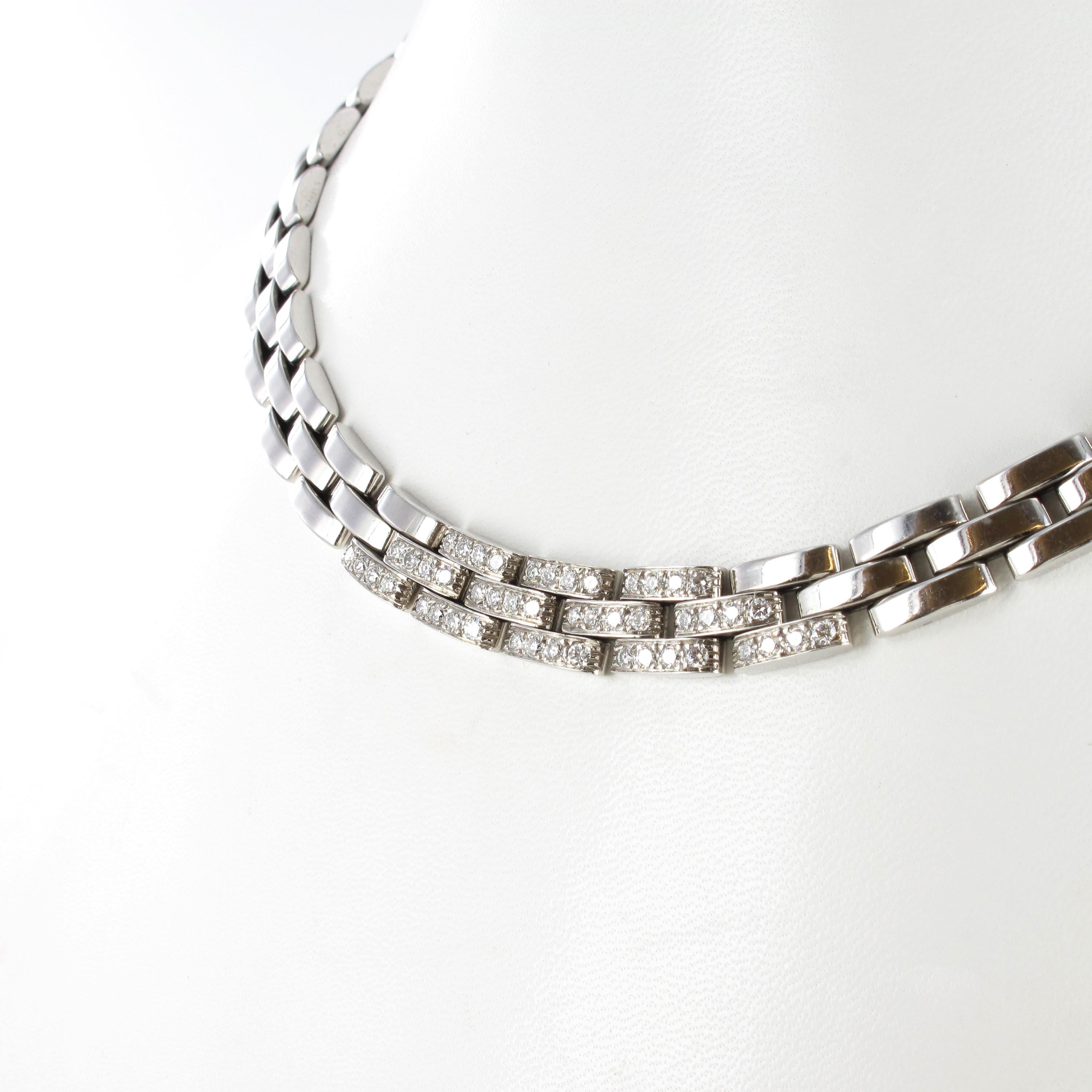 Cartier Maillon Panthère Diamond Necklace in 18 Karat White Gold In Excellent Condition In Lucerne, CH