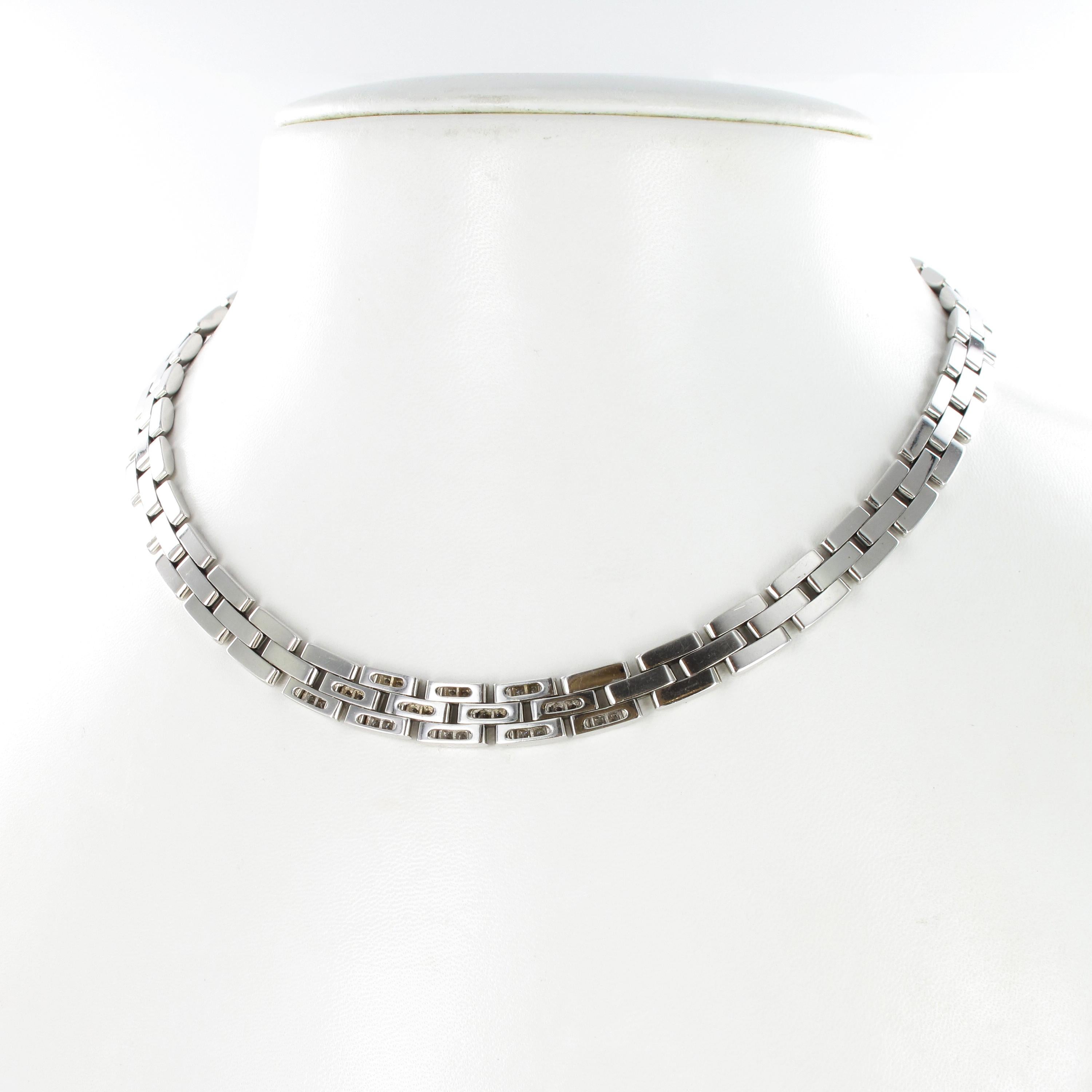 Cartier Maillon Panthère Diamond Necklace in 18 Karat White Gold 2