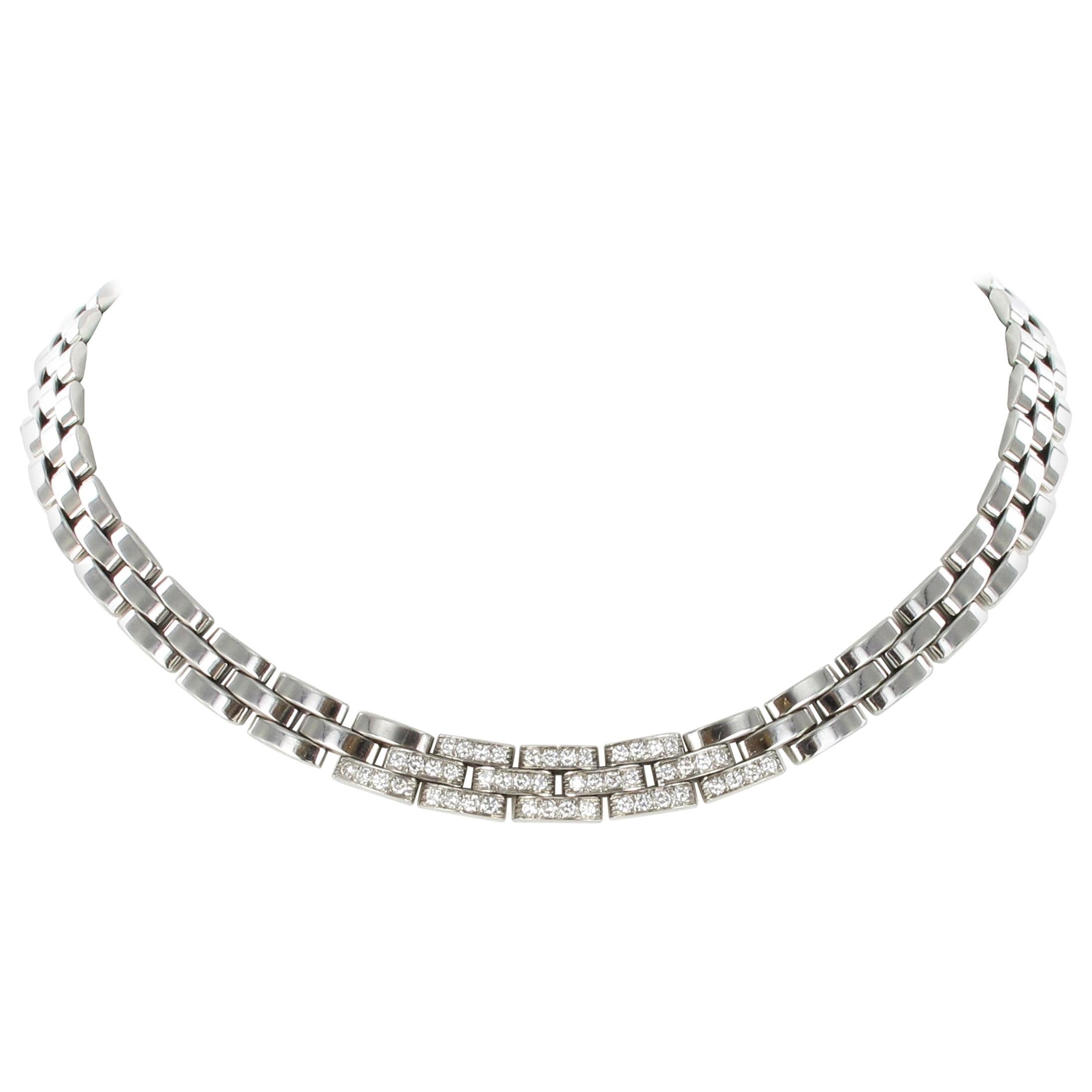 Cartier Maillon Panthère Diamond Necklace in 18 Karat White Gold