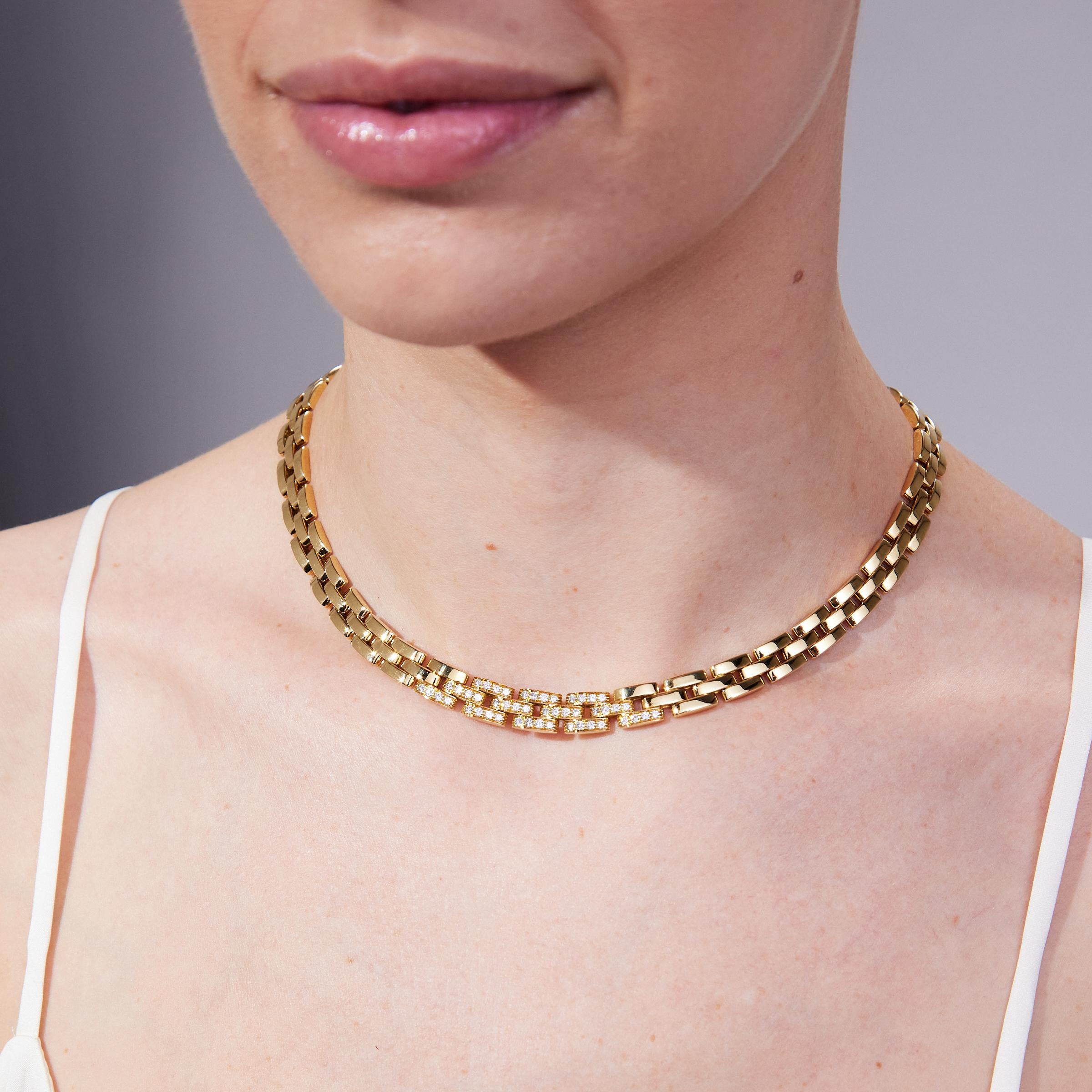 Cartier Maillon Panthere Diamant-Halskette aus 18 Karat Gelbgold Damen im Angebot