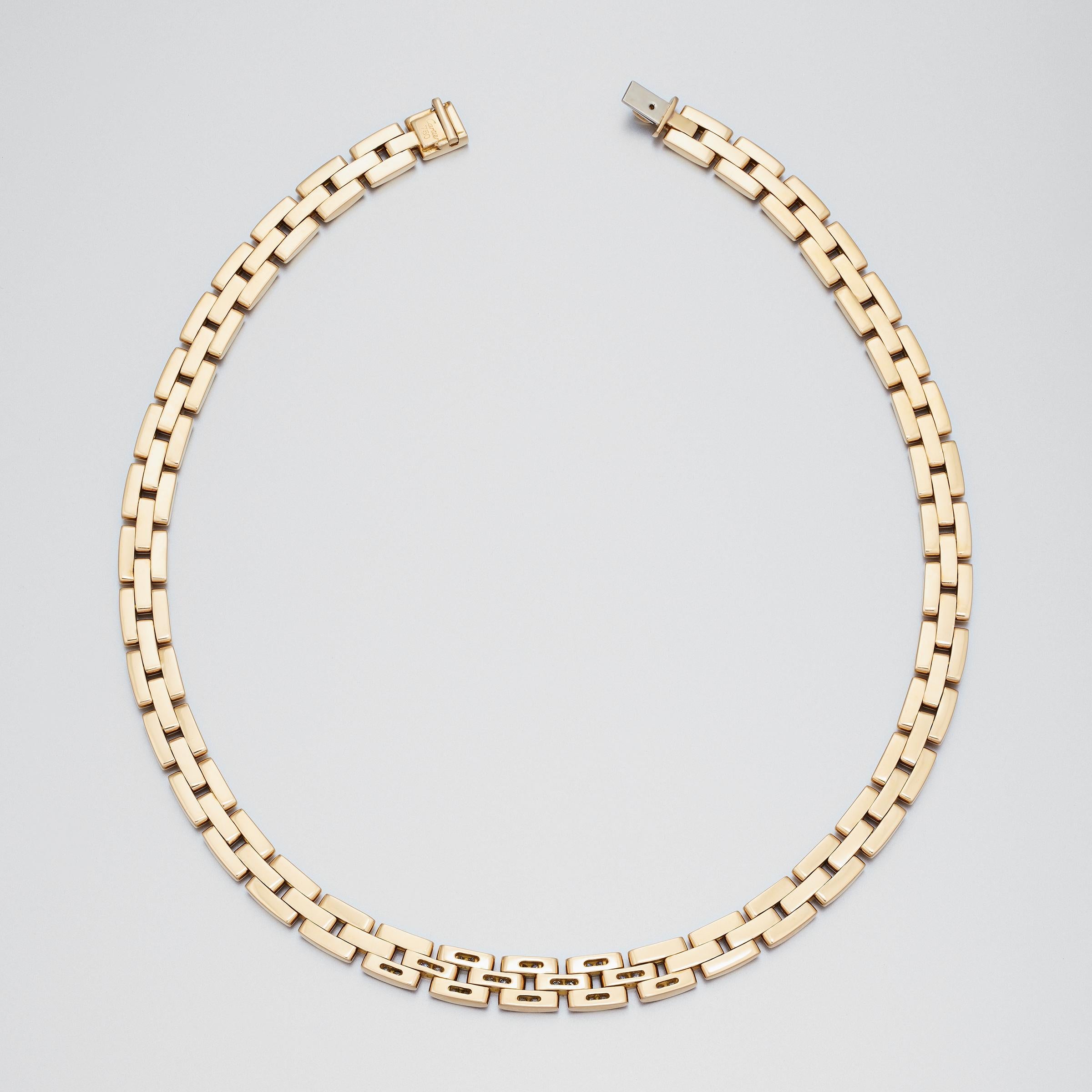 Cartier Maillon Panthere Diamant-Halskette aus 18 Karat Gelbgold im Angebot 3