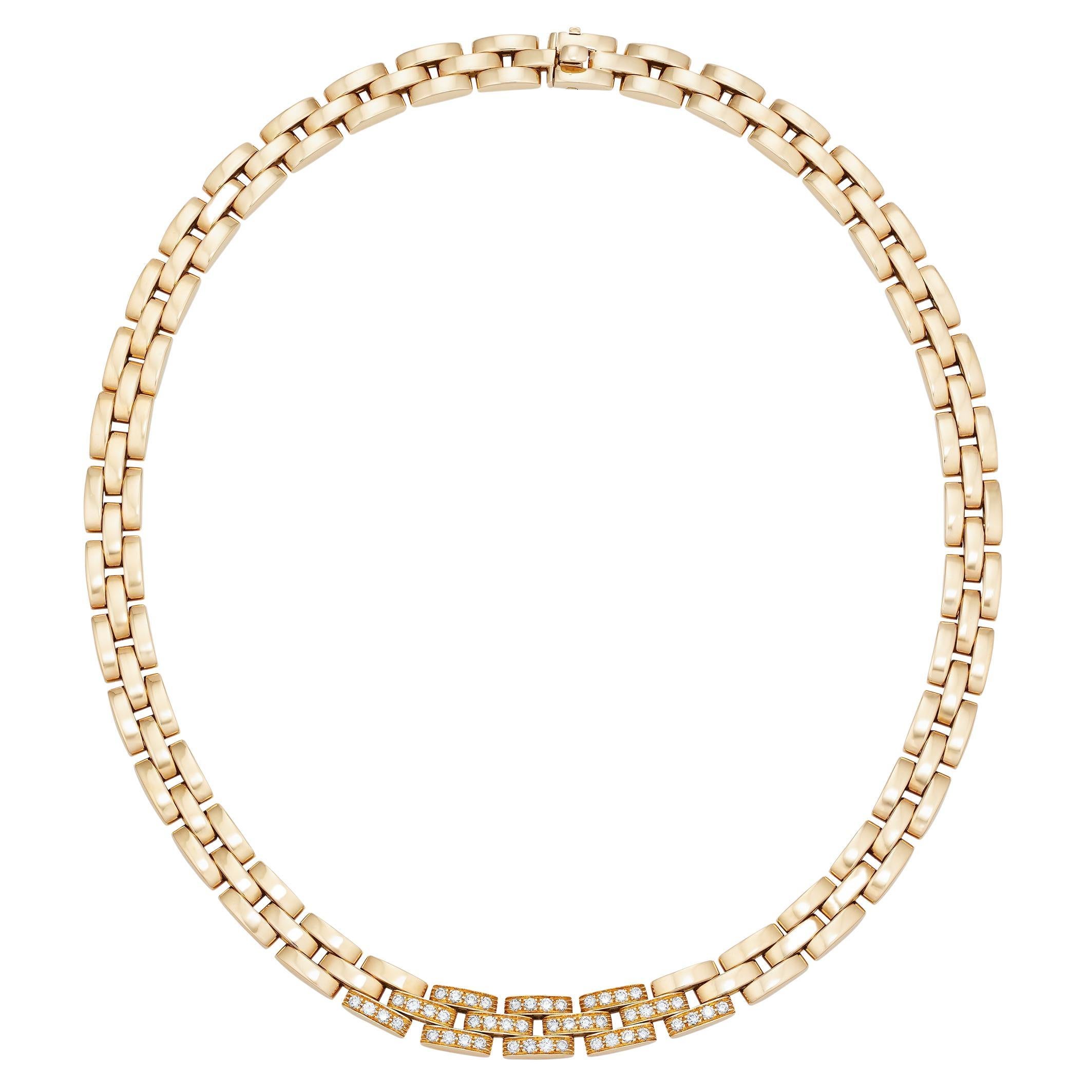 Cartier Maillon Panthere Diamond Necklace in 18K Yellow Gold For Sale