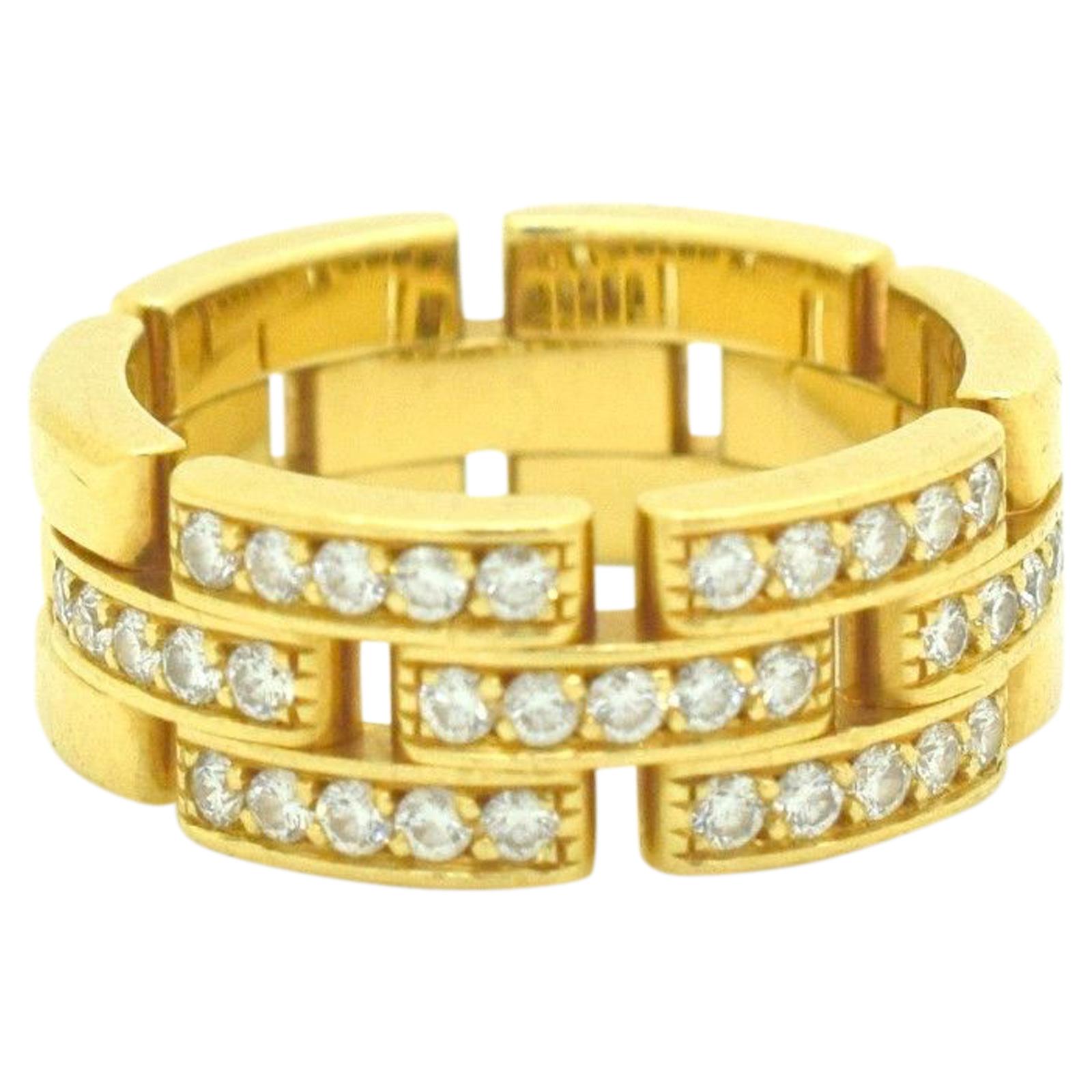 Cartier Maillon Panthère Diamond Ring 18 Karat Yellow Gold