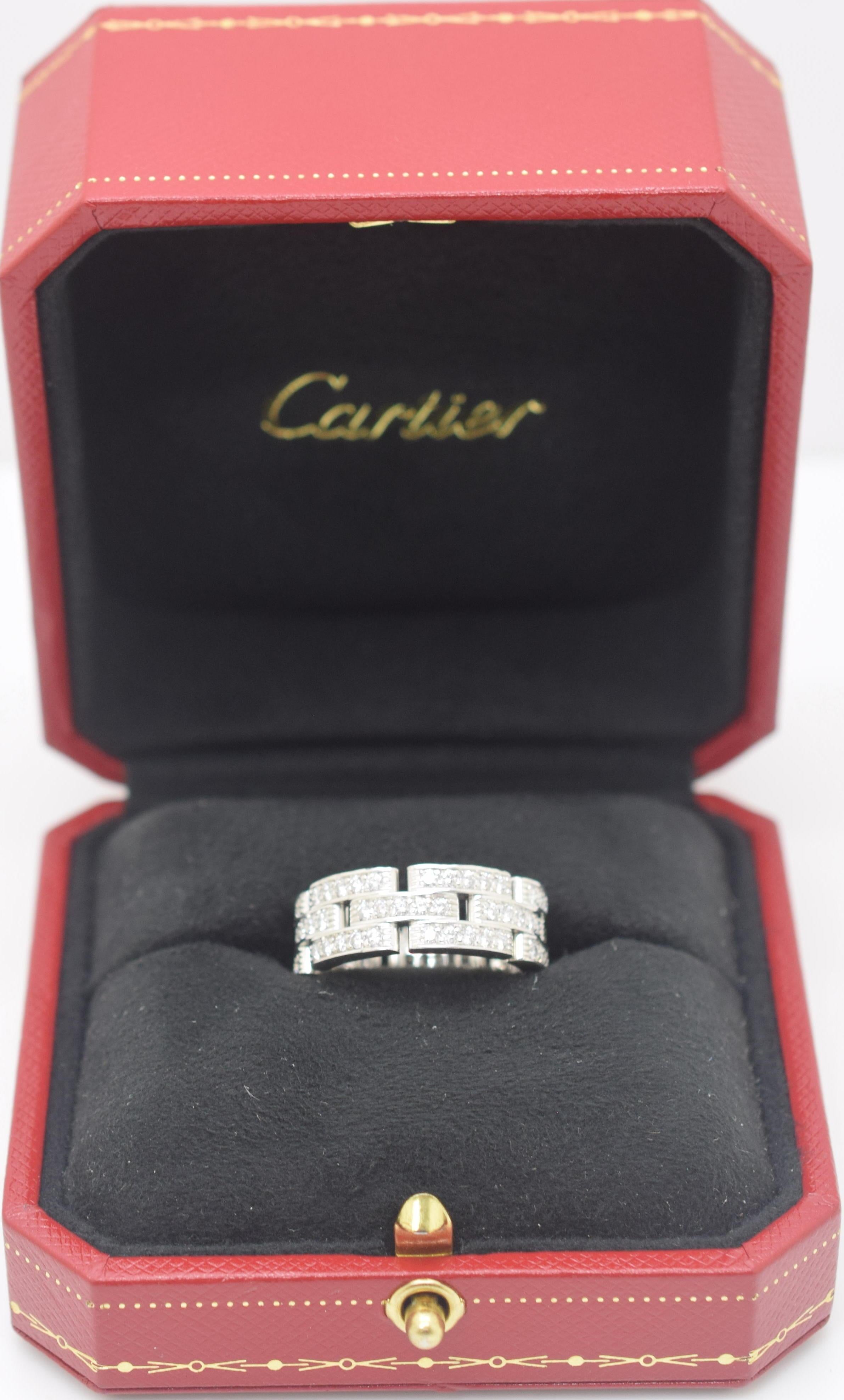 Modern Cartier Maillon Panthère Diamond Ring 18 Karat White Gold