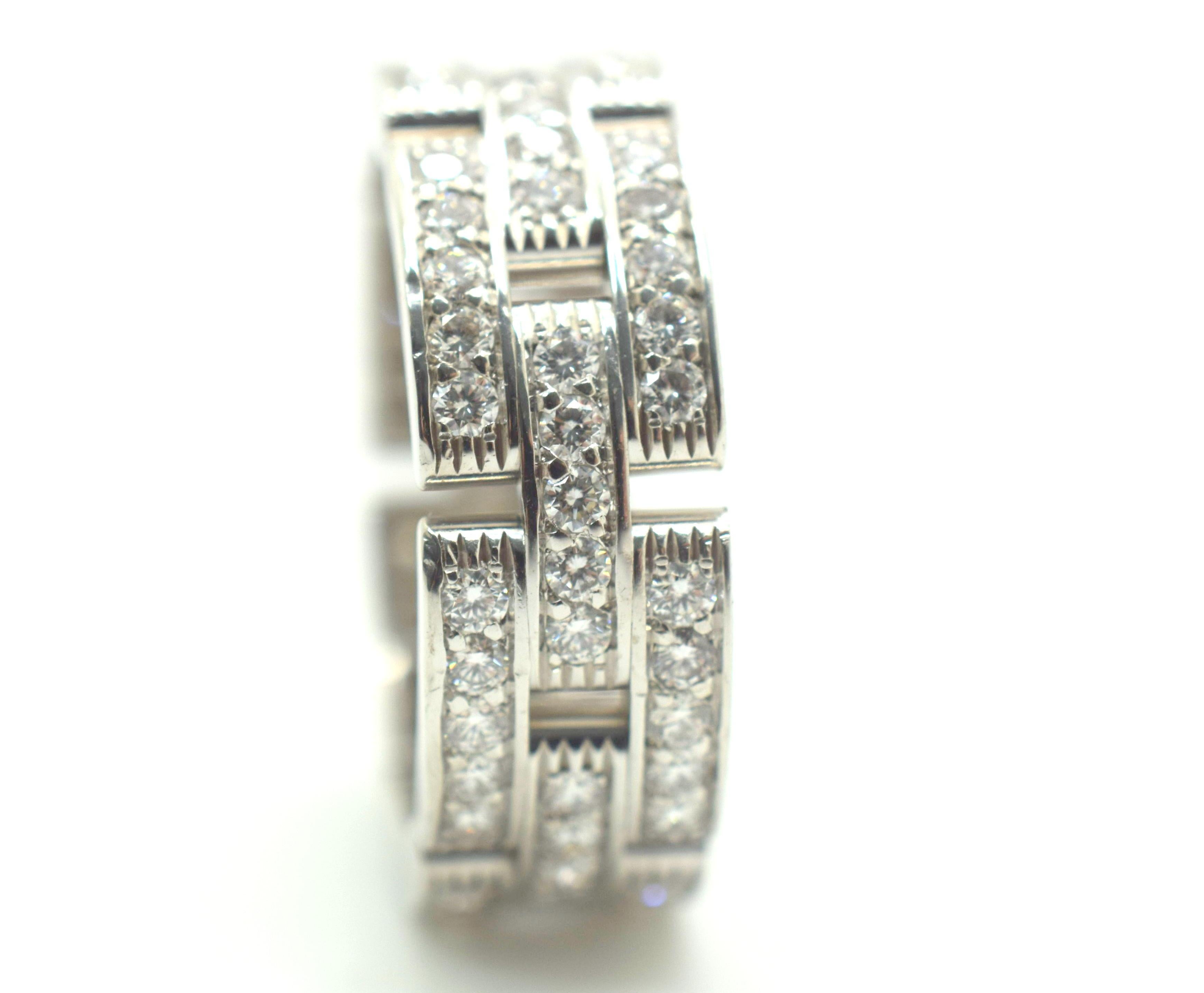 Cartier Maillon Panthère Diamond Ring 18 Karat White Gold In Excellent Condition In MIAMI, FL