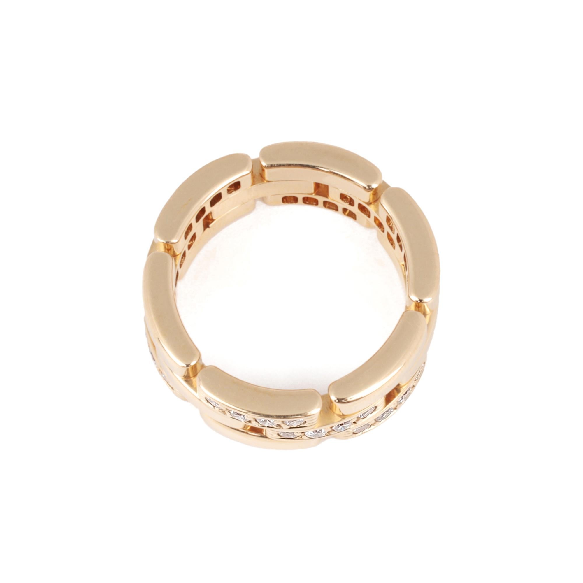 Contemporary Cartier Diamond Set 18ct Yellow Gold Maillon Ring For Sale