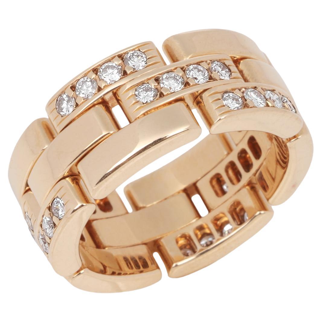 Cartier Diamond Set 18ct Yellow Gold Maillon Ring For Sale