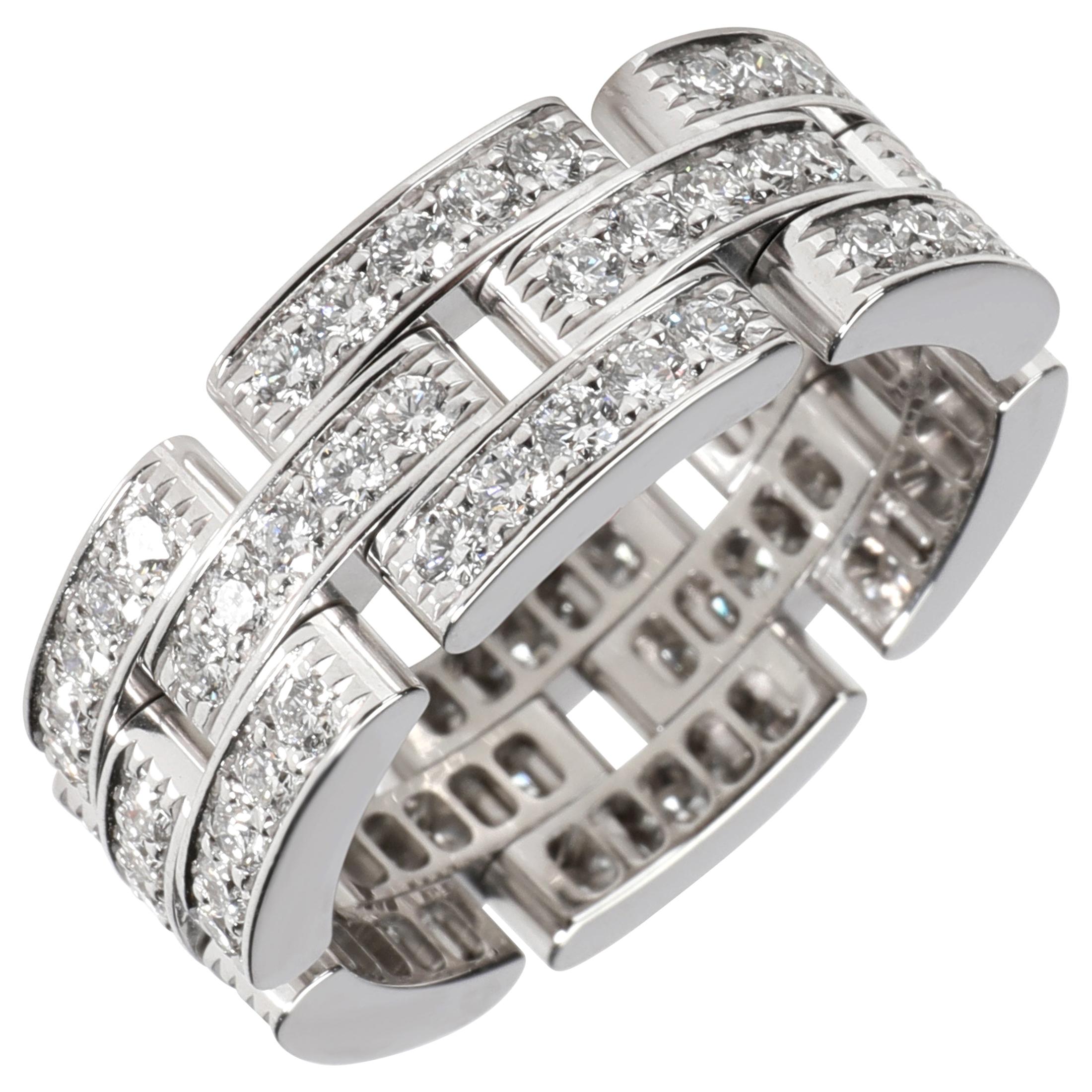 Cartier Maillon Panthere Diamond Ring in 18 Karat White Gold 1.80 Carat