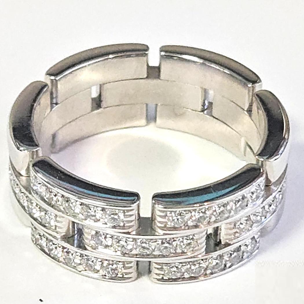 Modernista Cartier Maillon Panthère Diamond Ring in 18k White Gold, 0.85ct, Size 8.5, 14.3g in vendita