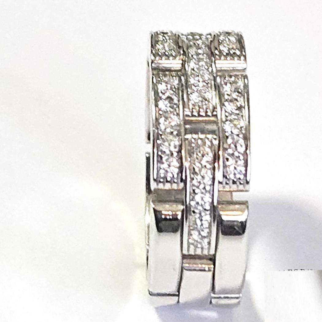 Taglio rotondo Cartier Maillon Panthère Diamond Ring in 18k White Gold, 0.85ct, Size 8.5, 14.3g in vendita