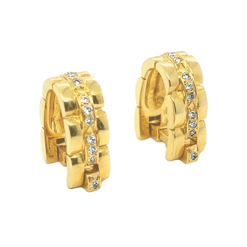 Cartier Vintage Yellow Gold and Diamond Cufflinks In Excellent Condition For Sale In Beverly Hills, CA