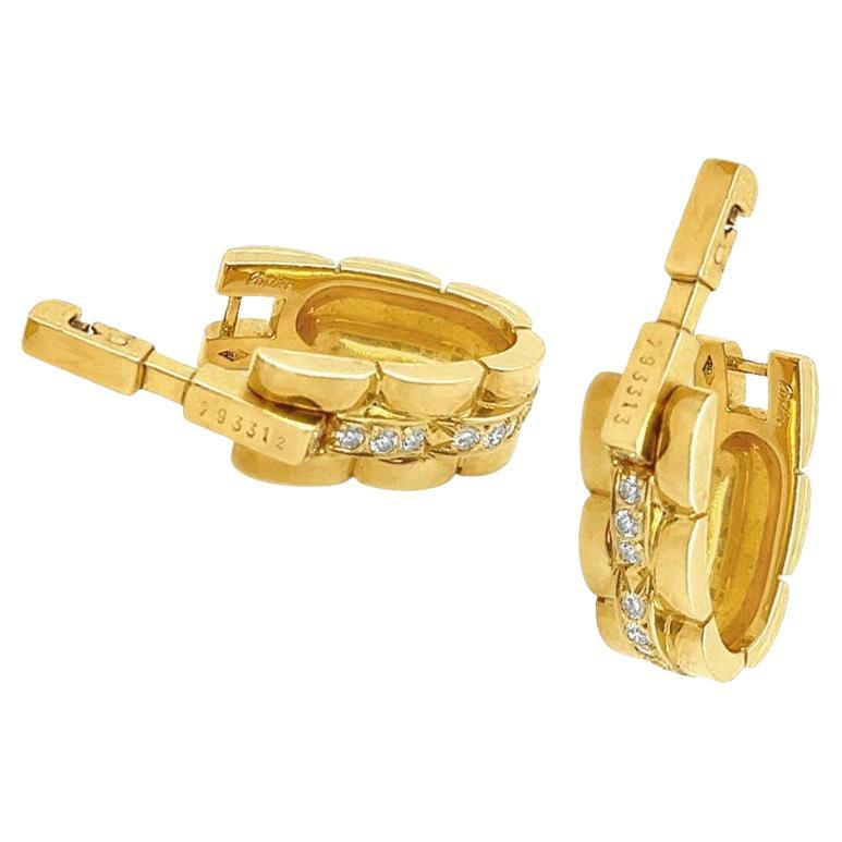 Cartier Vintage Yellow Gold and Diamond Cufflinks For Sale