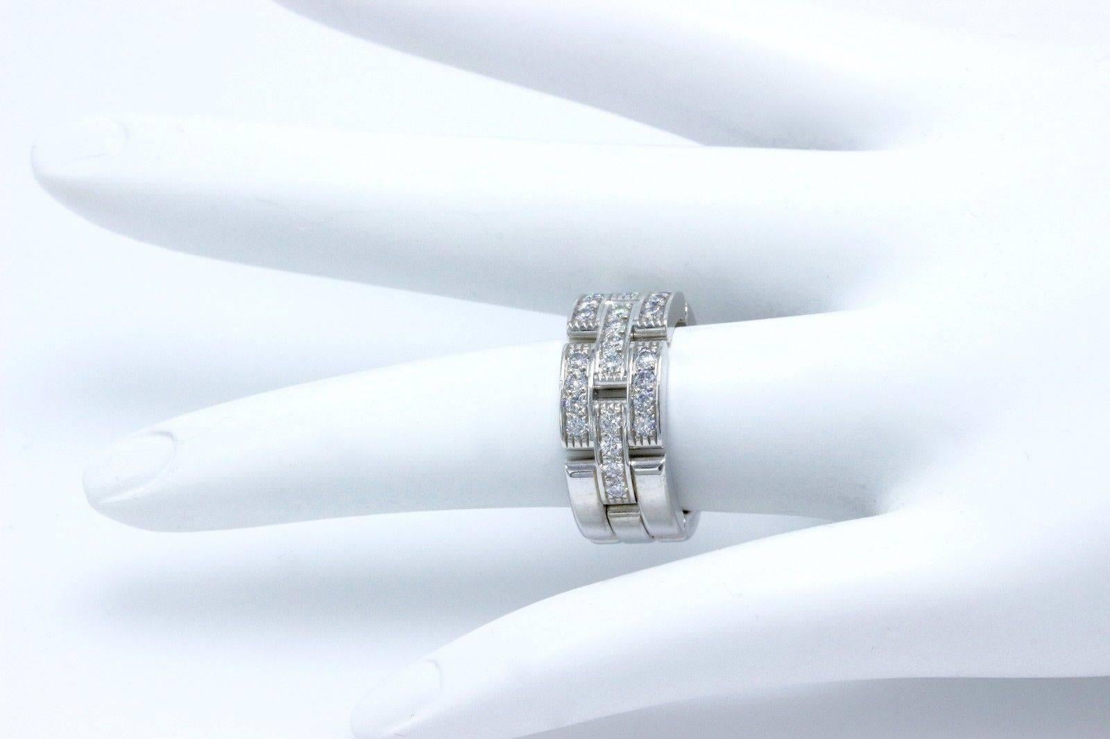 Cartier Maillon Panthere Diamond Wedding Band Ring 18k White Gold Links & Chains For Sale 3