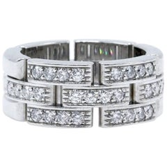 Cartier Maillon Panthere Diamond Wedding Band Ring 18k White Gold Links & Chains