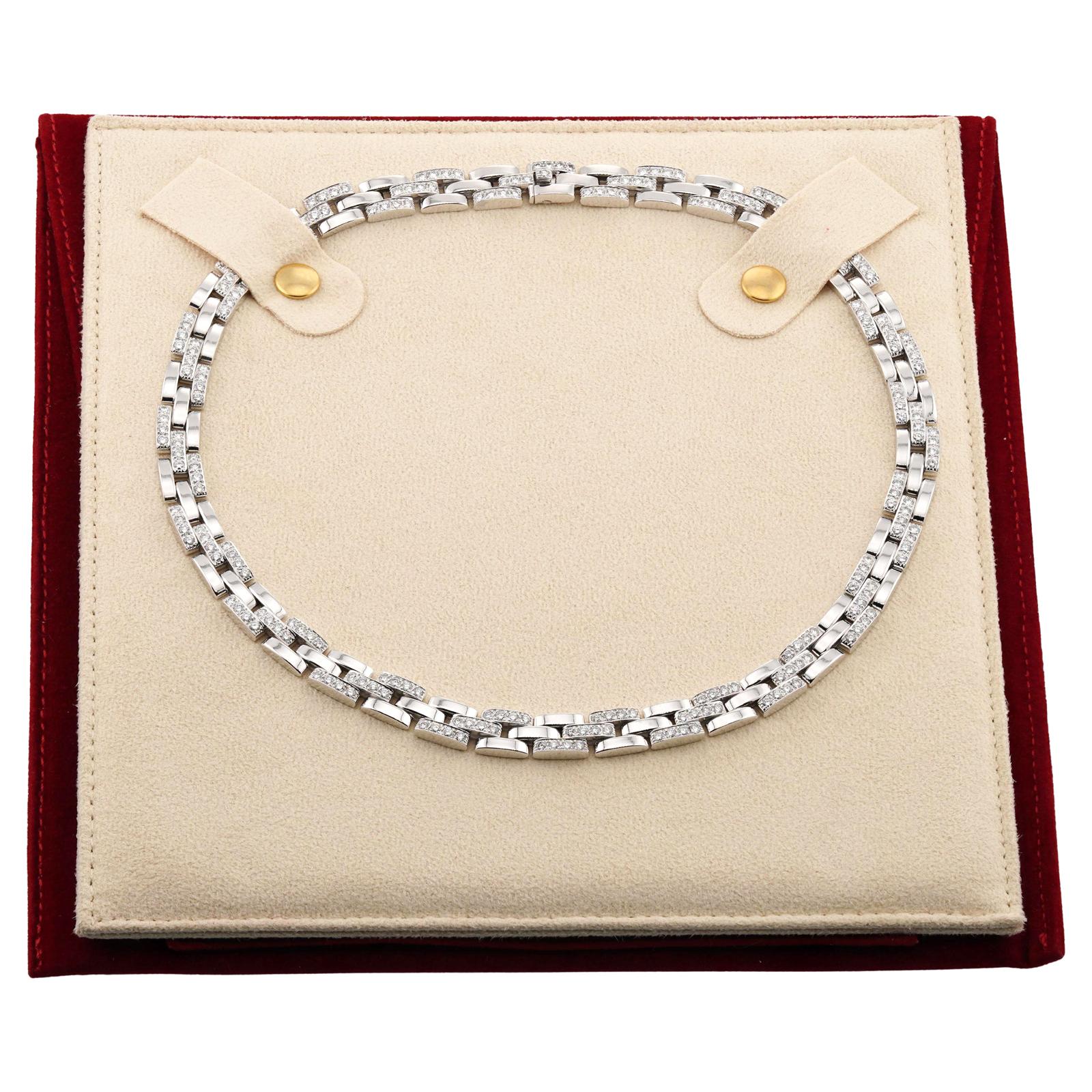 CARTIER Maillon Panthere Collana a 3 file di diamanti in oro bianco In condizioni ottime in vendita a New York, NY