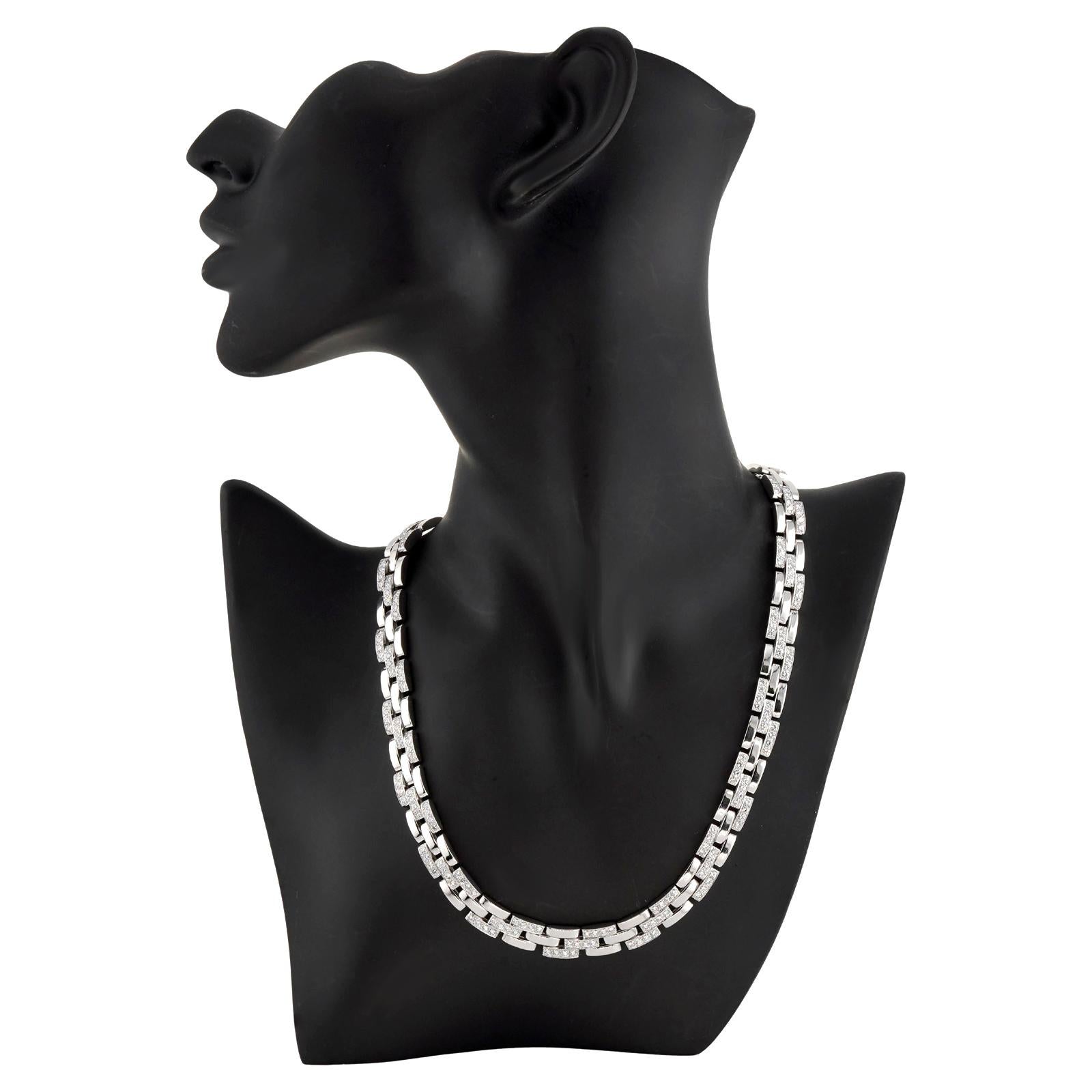da uomo o donna CARTIER Maillon Panthere Collana a 3 file di diamanti in oro bianco in vendita