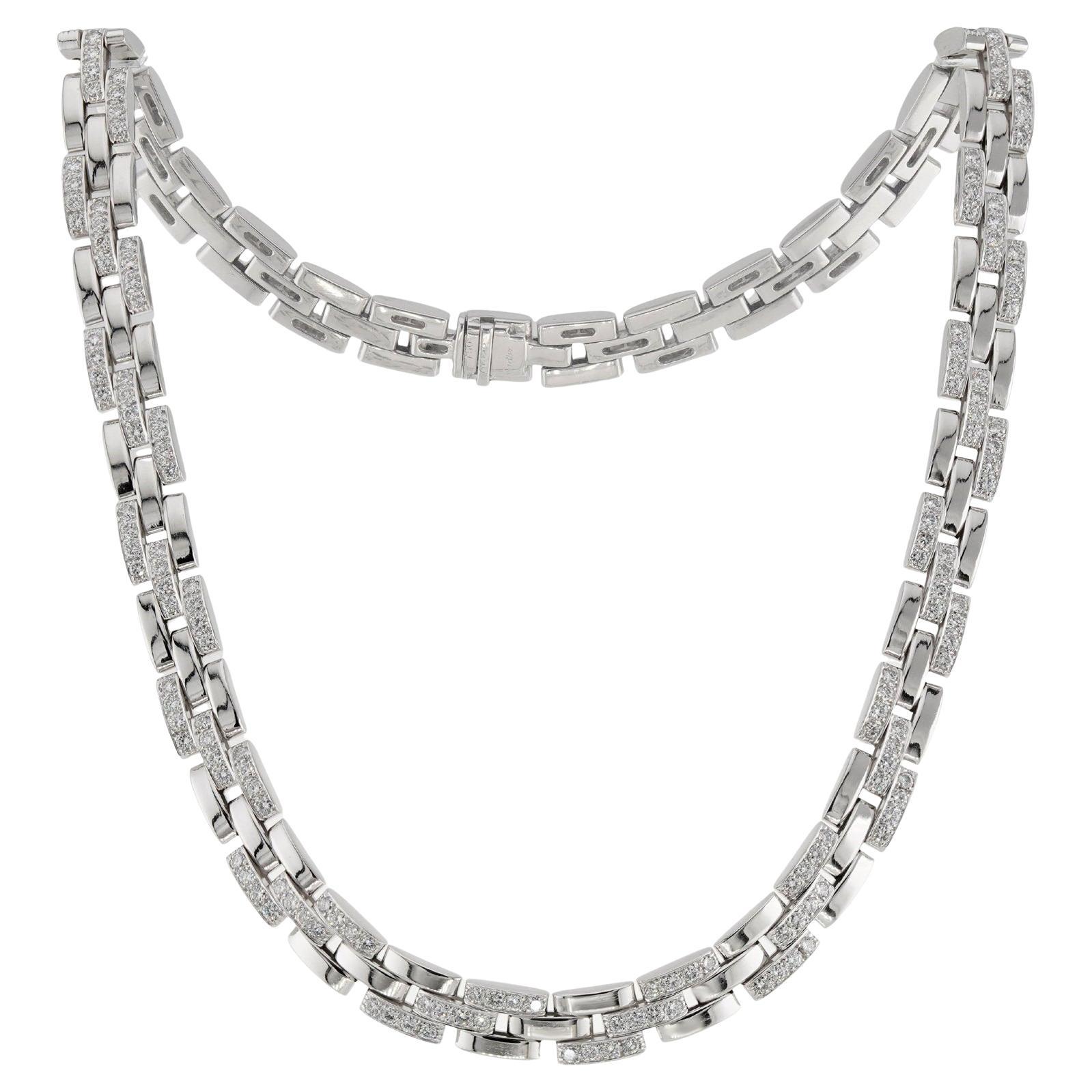 CARTIER Maillon Panthere 3-reihige Halskette aus Weißgold mit Diamanten