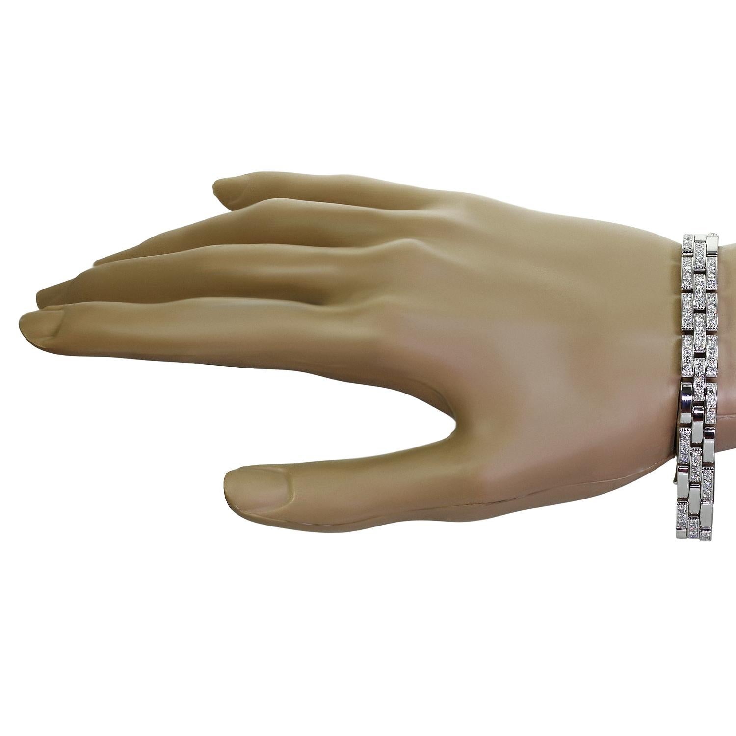 Brilliant Cut CARTIER Maillon Panthere Diamond White Gold Bracelet For Sale