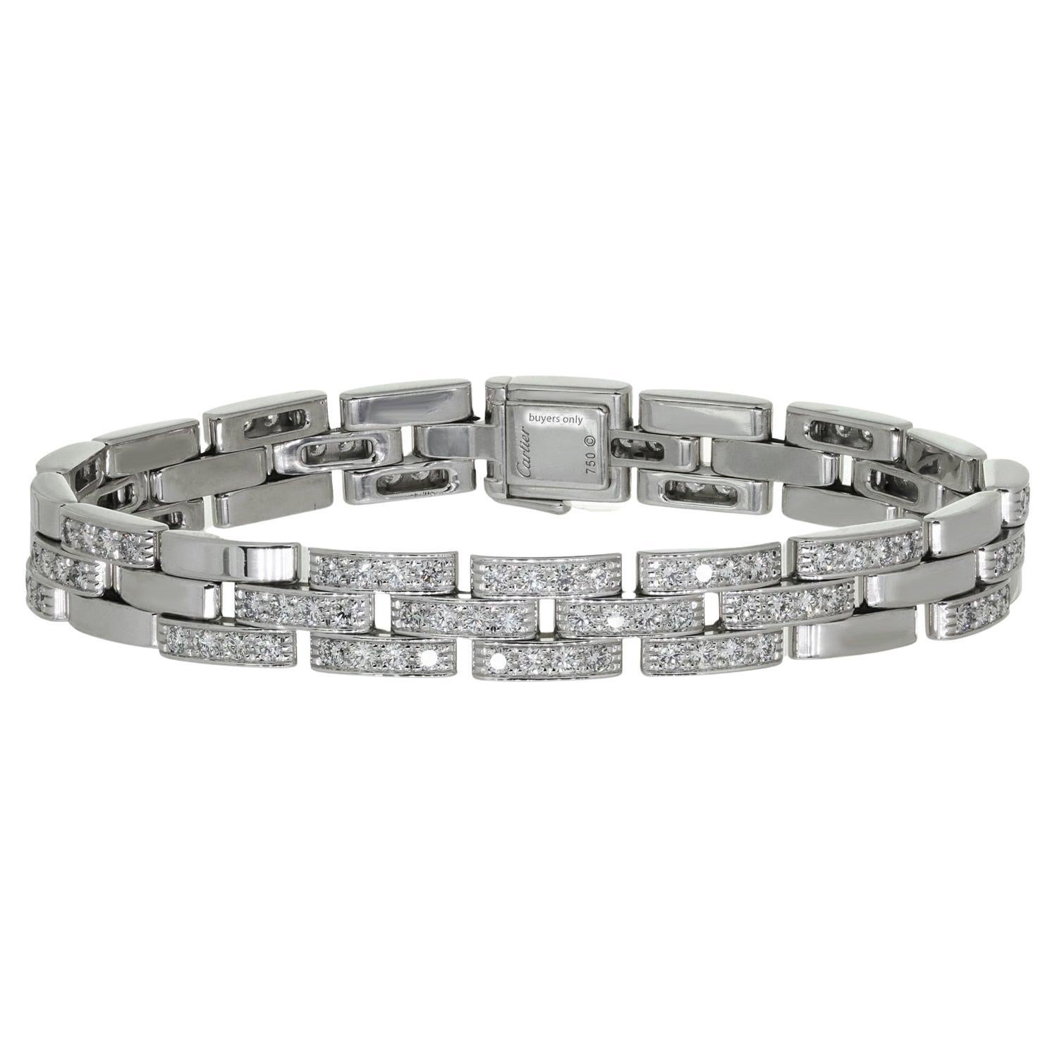 CARTIER Maillon Panthere Diamond White Gold Bracelet For Sale