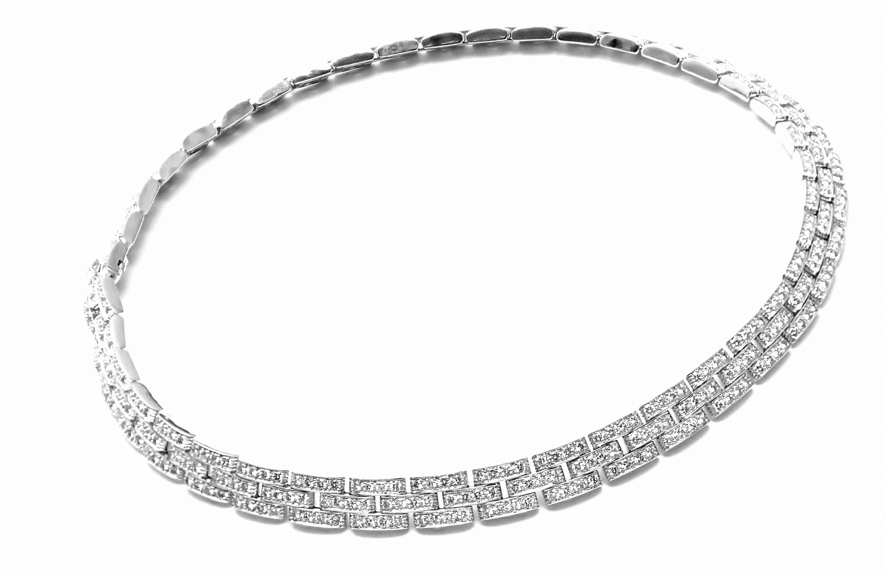 Cartier Maillon Panthere Diamond White Gold Necklace In Excellent Condition In Holland, PA