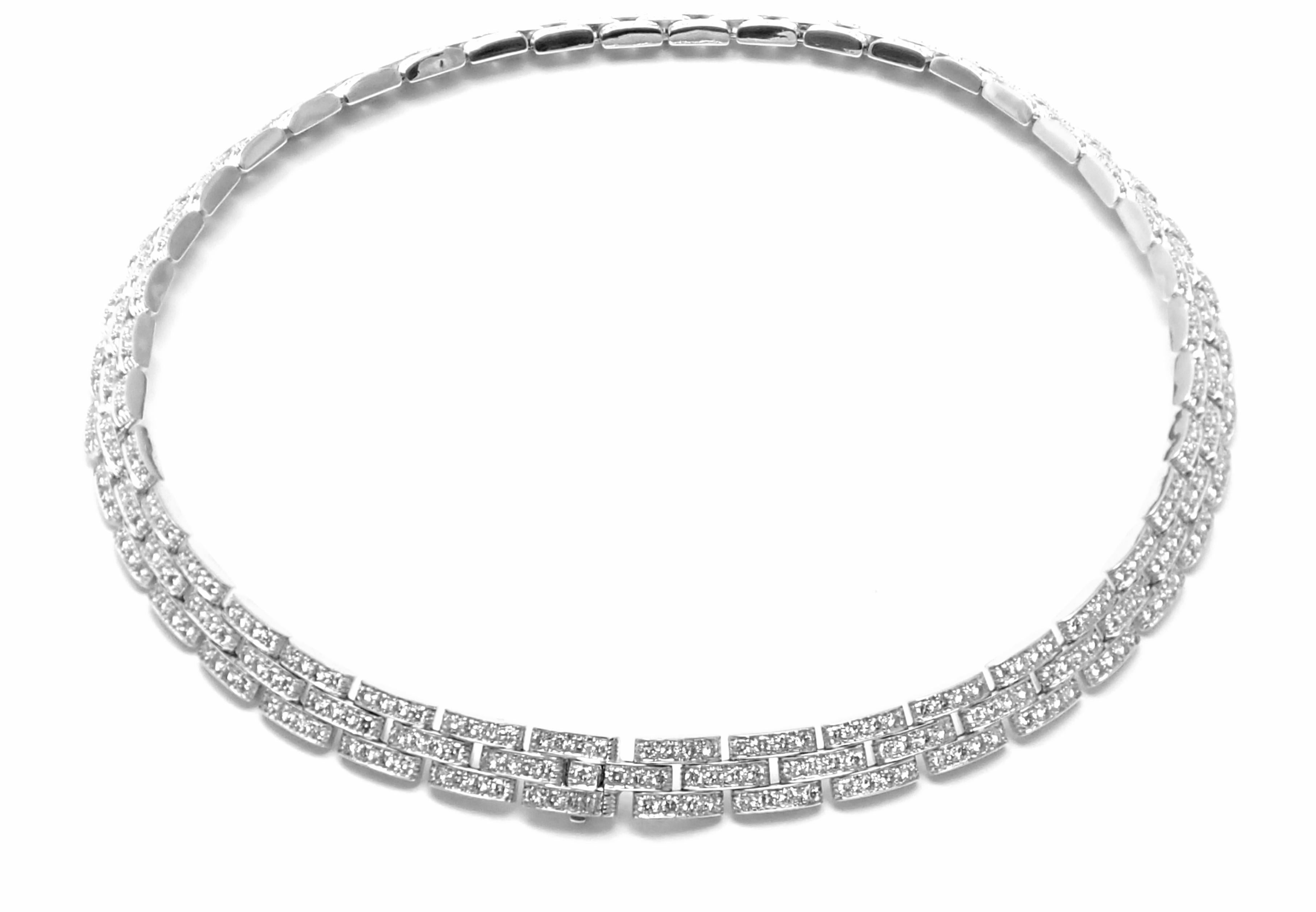 Women's or Men's Cartier Maillon Panthere Diamond White Gold Necklace