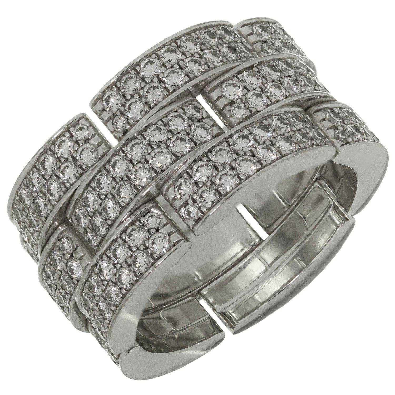 Cartier Maillon Panthere Diamond White Gold XX Large 3-Row Band Ring