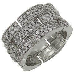 Cartier, grande bague Maillon Panthère XX à 3 rangées en or blanc et diamants