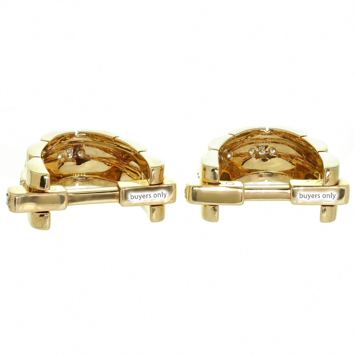 Cartier Maillon Panthere Diamond Yellow Gold Stirrup Cufflinks In Excellent Condition For Sale In New York, NY