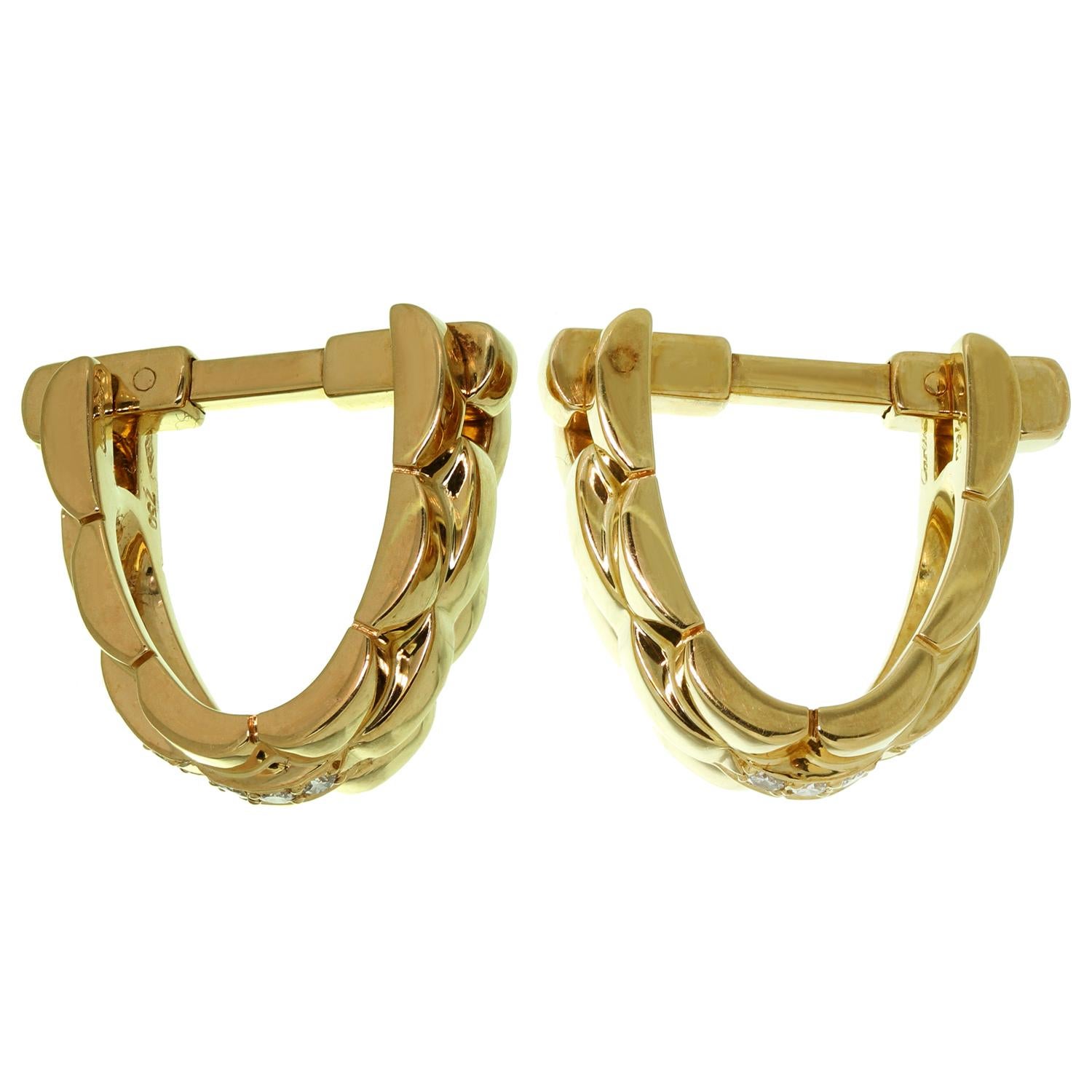 Men's Cartier Maillon Panthere Diamond Yellow Gold Stirrup Cufflinks For Sale