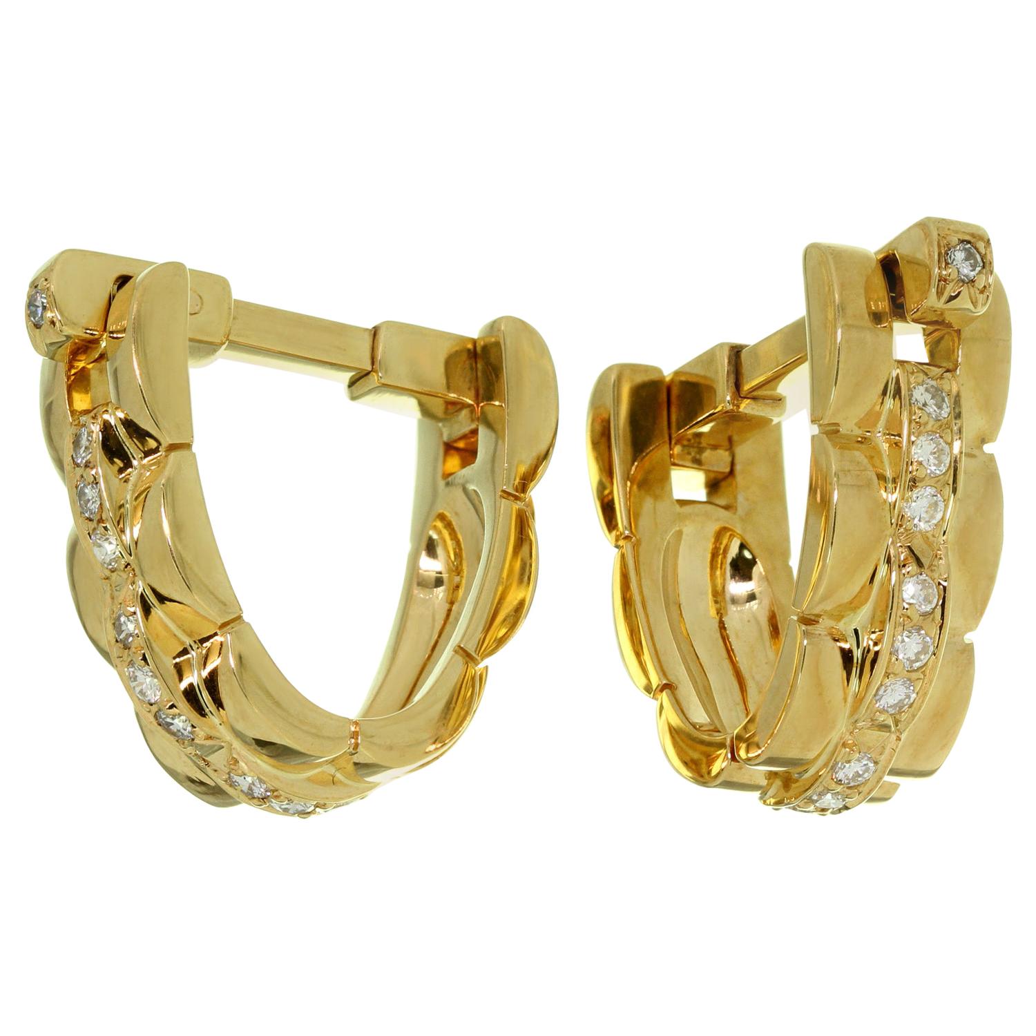 Cartier Maillon Panthere Diamond Yellow Gold Stirrup Cufflinks