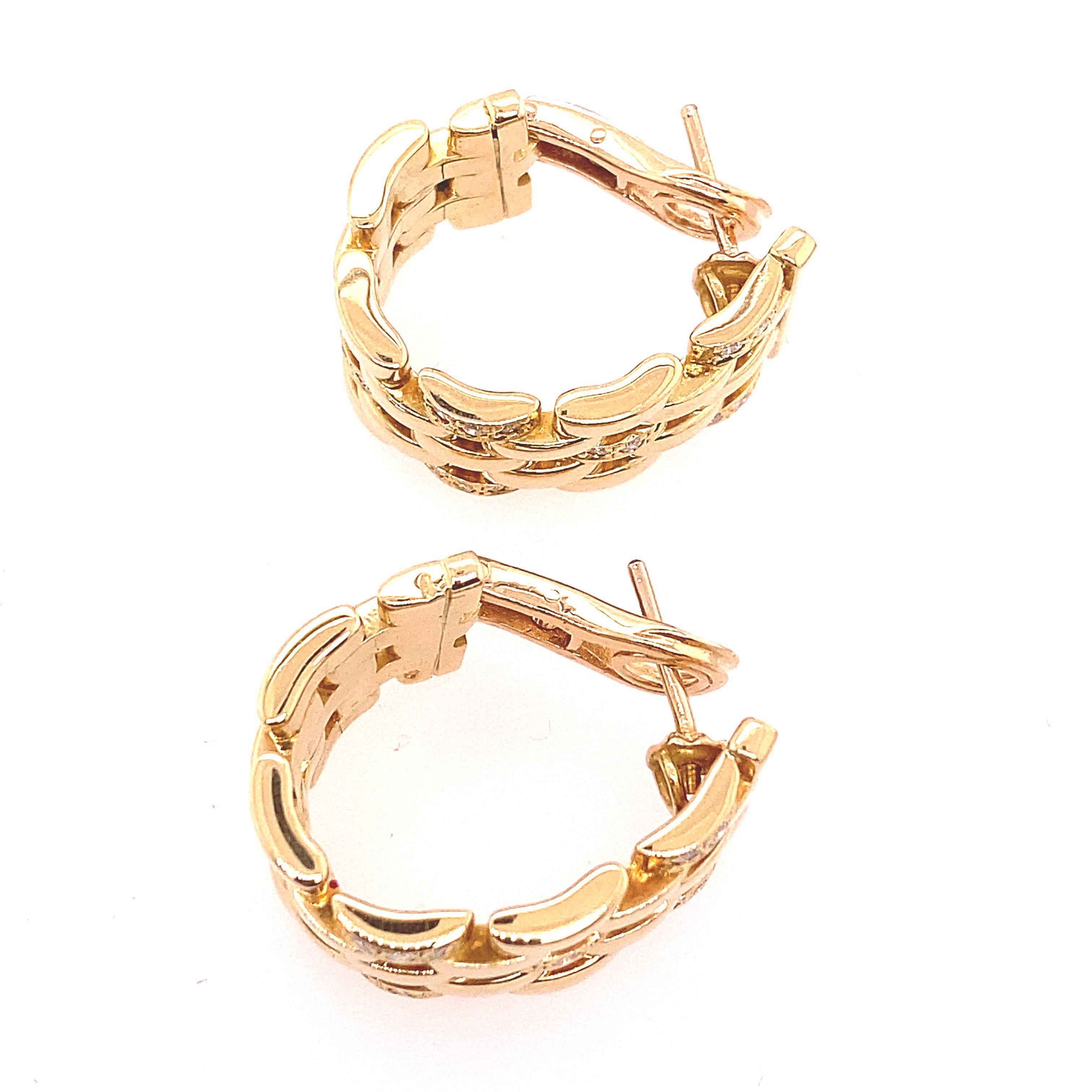 Cartier Maillon Panthere Earrings 0.50ct of Diamonds 5-Row Gold Hoop Earrings In Excellent Condition In London, GB