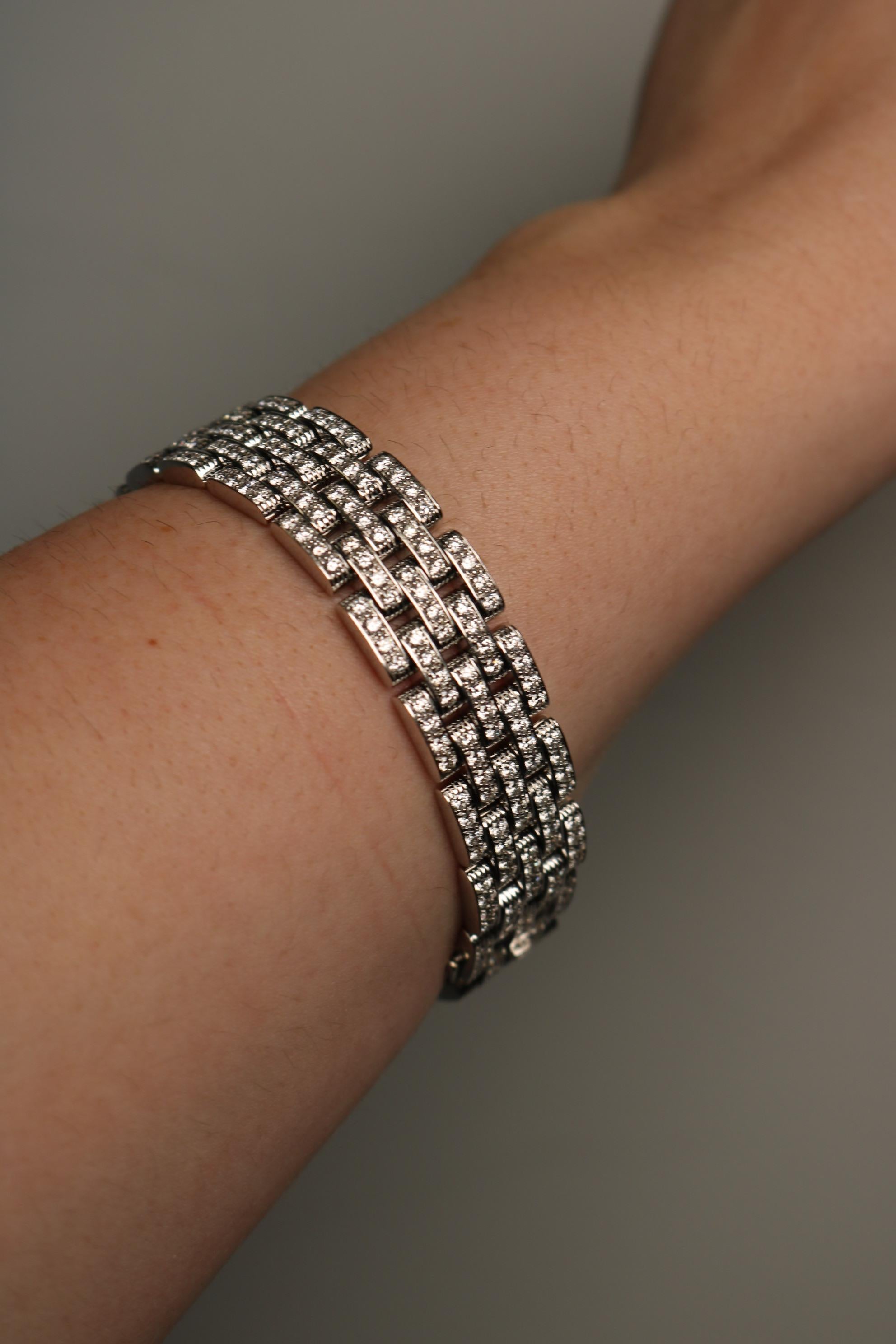 Cartier Maillon Panthere Five-Row Diamond and 18K White Gold Bracelet 1