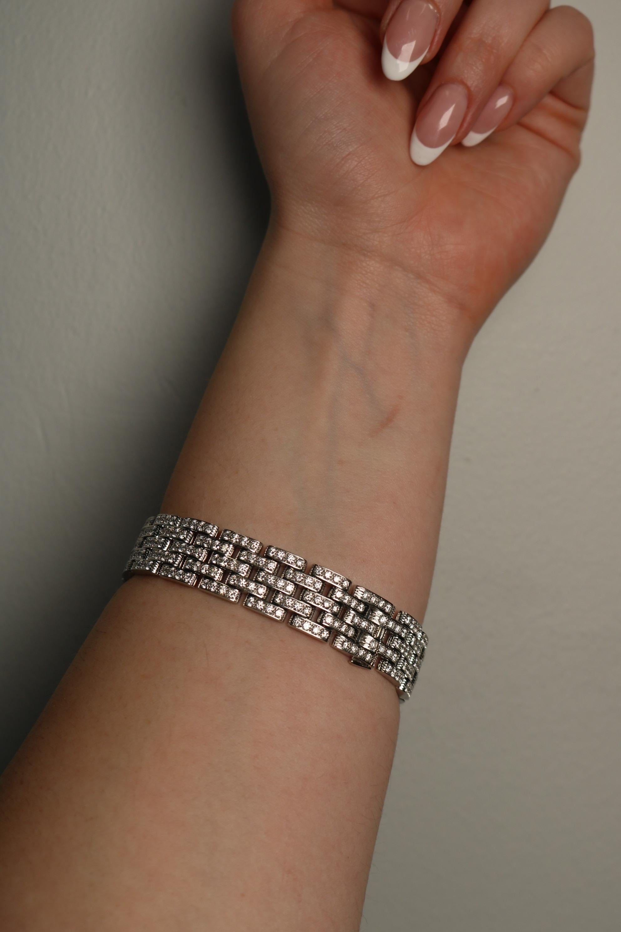 Cartier Maillon Panthere Five-Row Diamond and 18K White Gold Bracelet 2