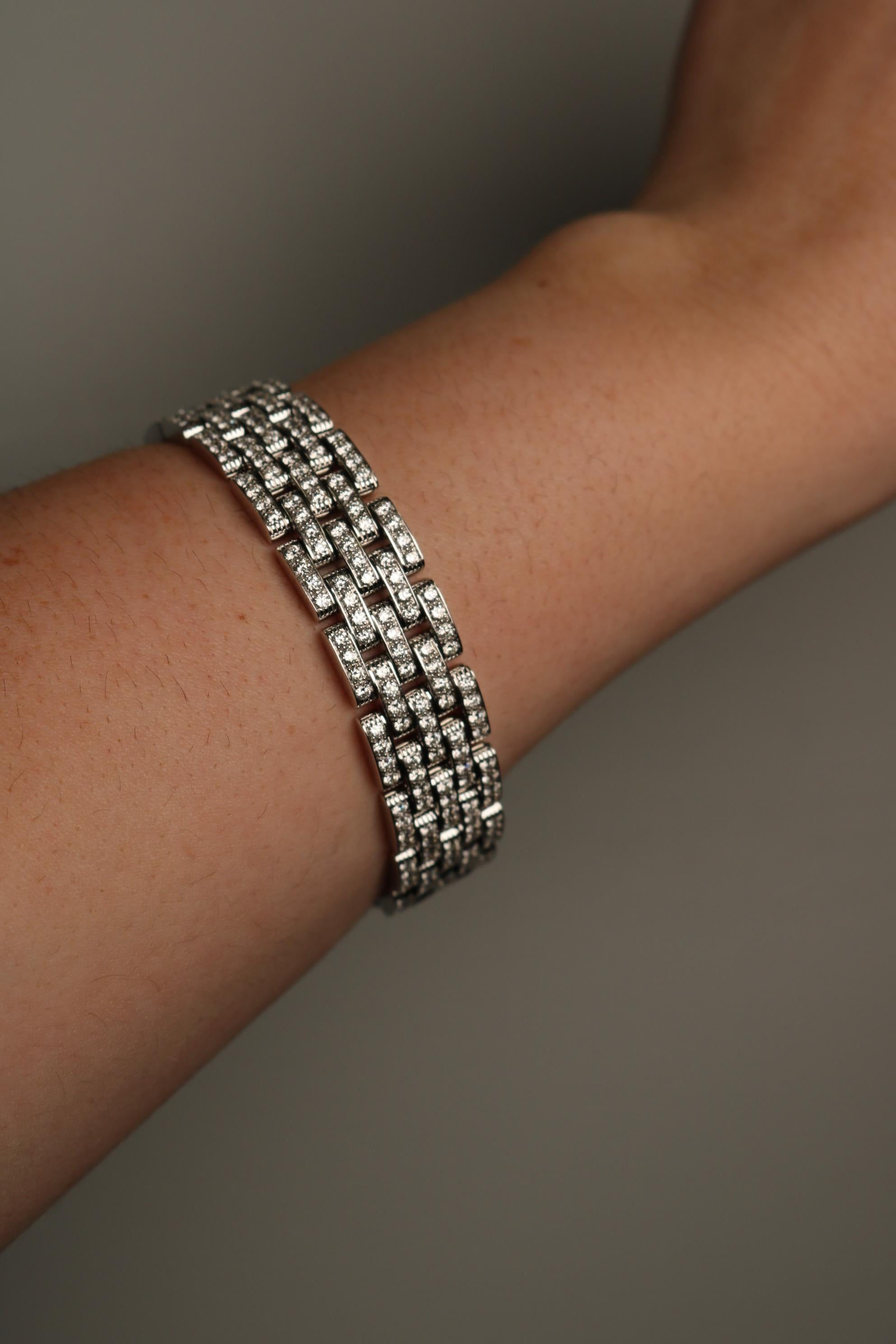Cartier Maillon Panthere Five-Row Diamond and 18K White Gold Bracelet 3