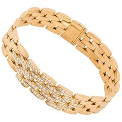 Cartier Maillon Panthère Five-Row Gold Link Bracelet with Diamonds