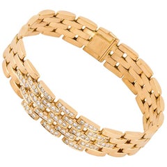 Used Cartier Maillon Panthère Five-Row Gold Link Bracelet with Diamonds