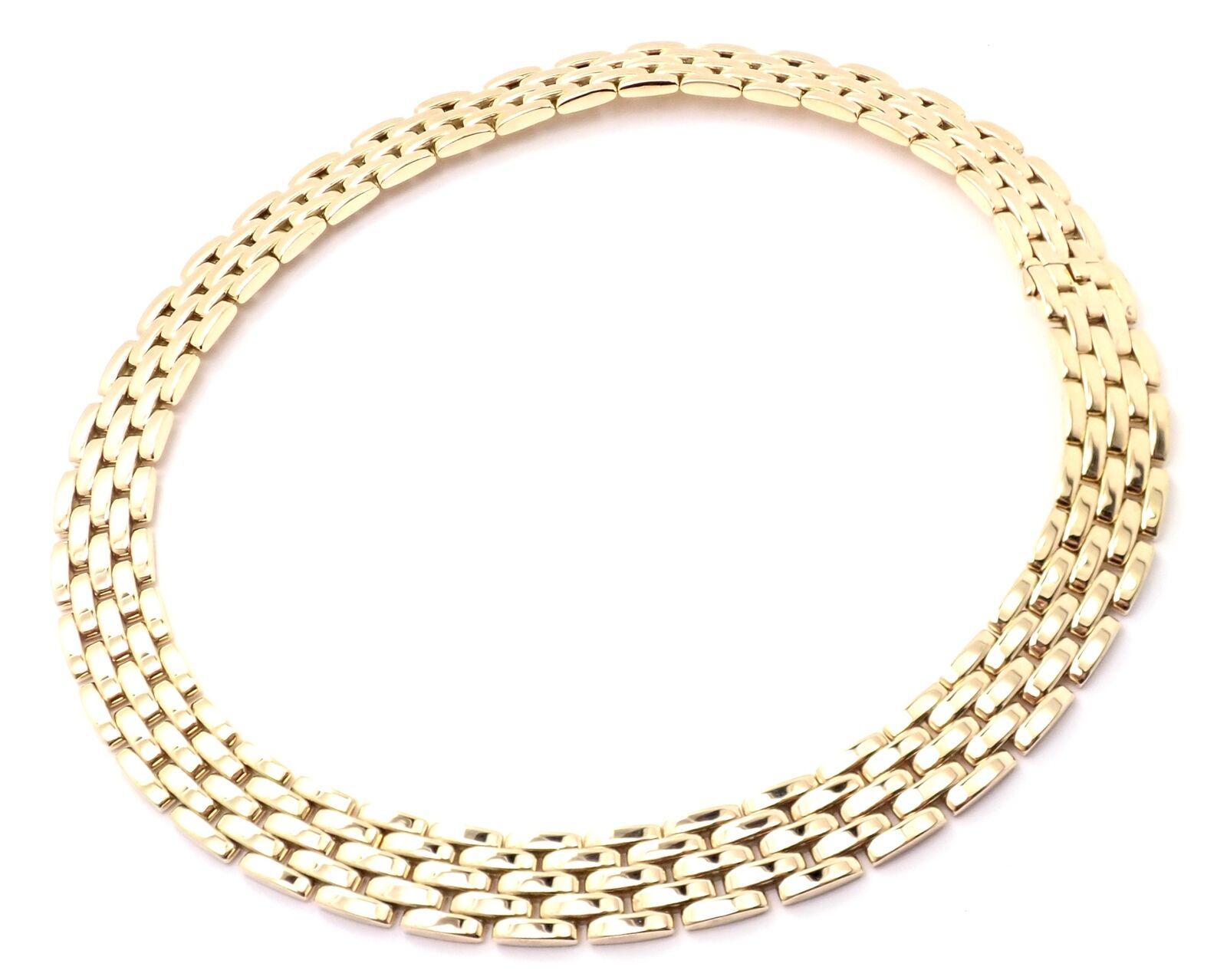 18k Yellow Gold Five-Row Maillion Panthere Necklace by Cartier.
This stunning necklace comes with an original Cartier box & Certificate.
Details:
Weight:  148.4 grams 
Length: 16.5