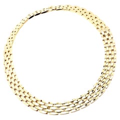 Retro Cartier Maillon Panthere Five-Row Yellow Gold Necklace