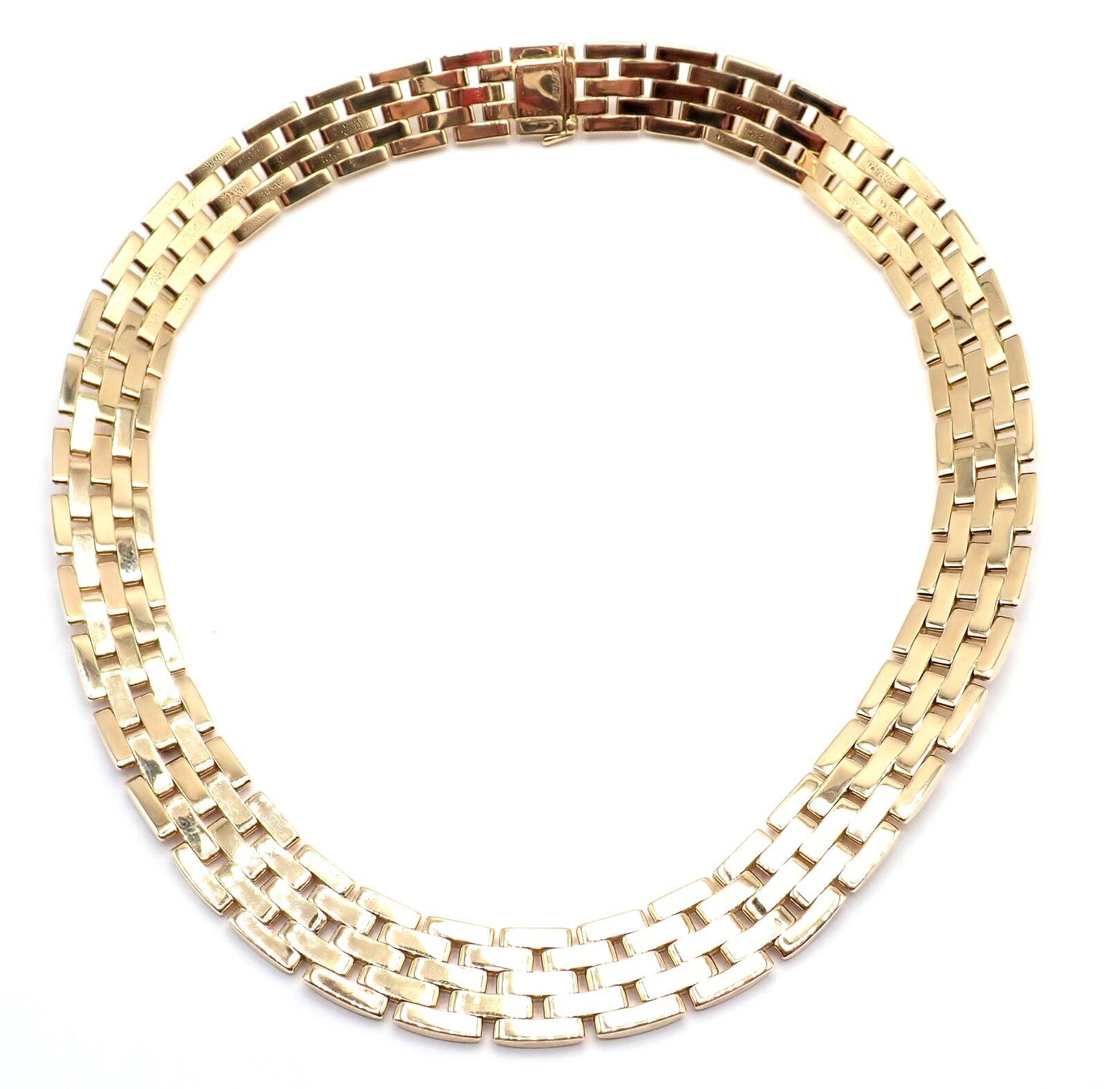 18k Yellow Gold Five-Row Maillion Panthere Necklace by Cartier.
This stunning necklace comes with an original Cartier box & service paper from Cartier from NYC.
Details:
Weight:  134.9 grams 
Length: 16