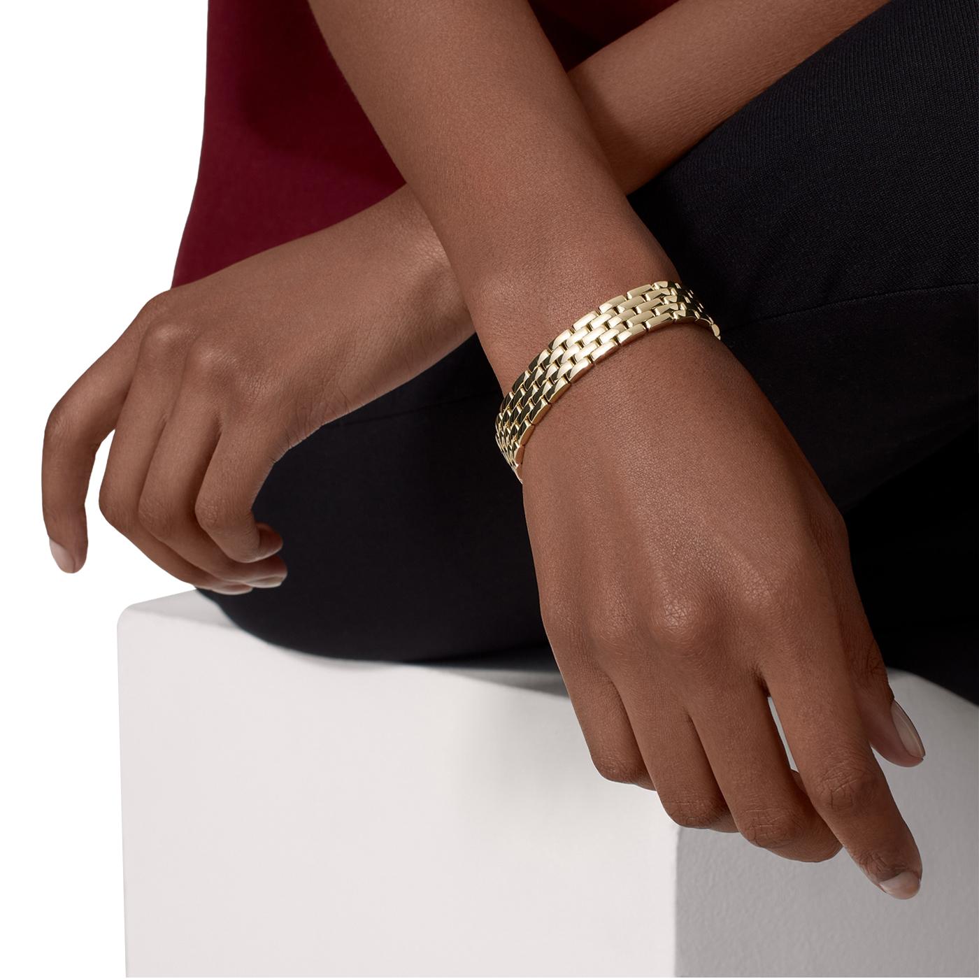Cartier Maillon Panthere Five Rows Yellow Gold Bracelet In Size 16 For Sale 7