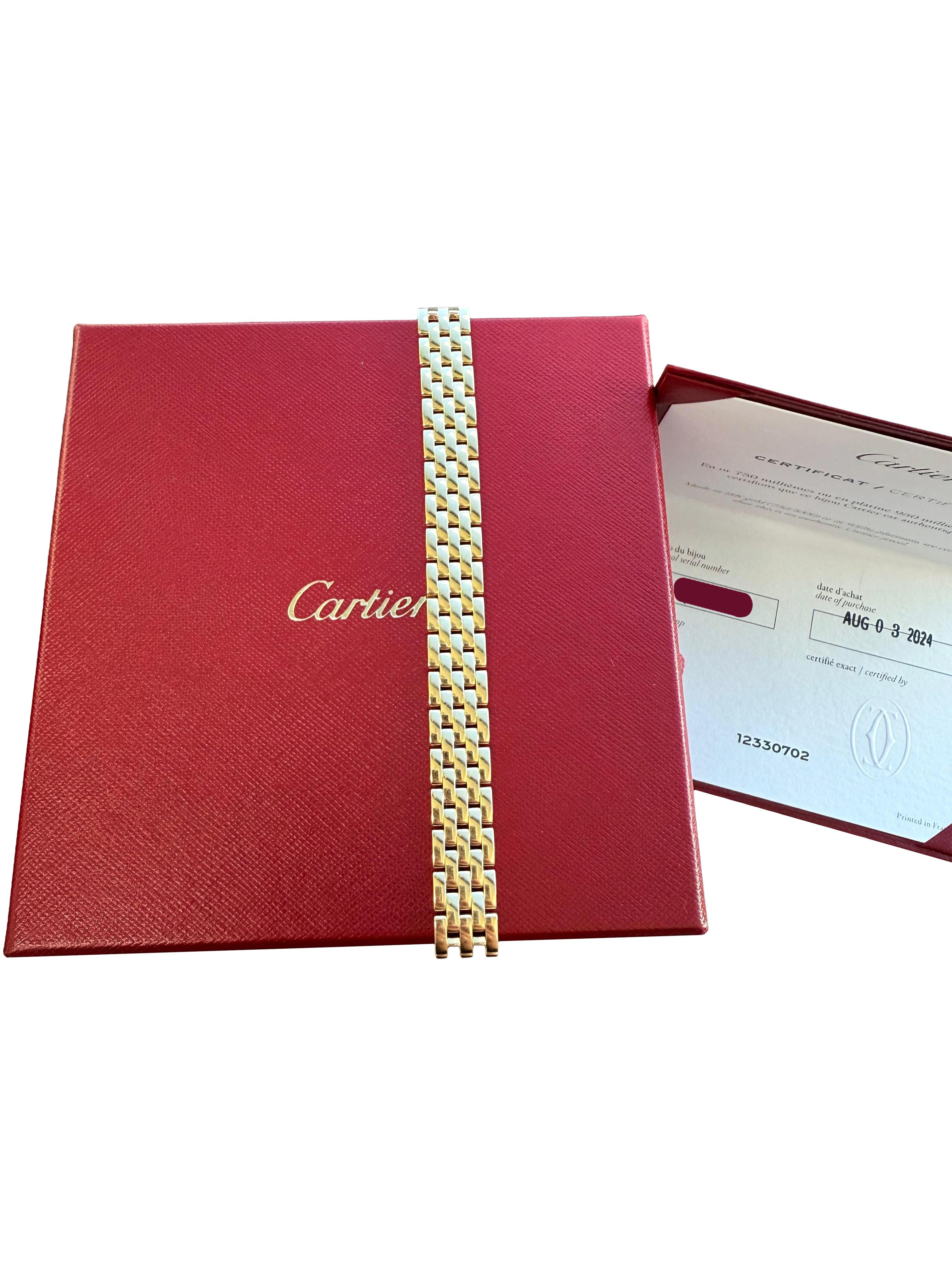 Cartier Maillon Panthere Five Rows Yellow Gold Bracelet In Size 16 For Sale 1