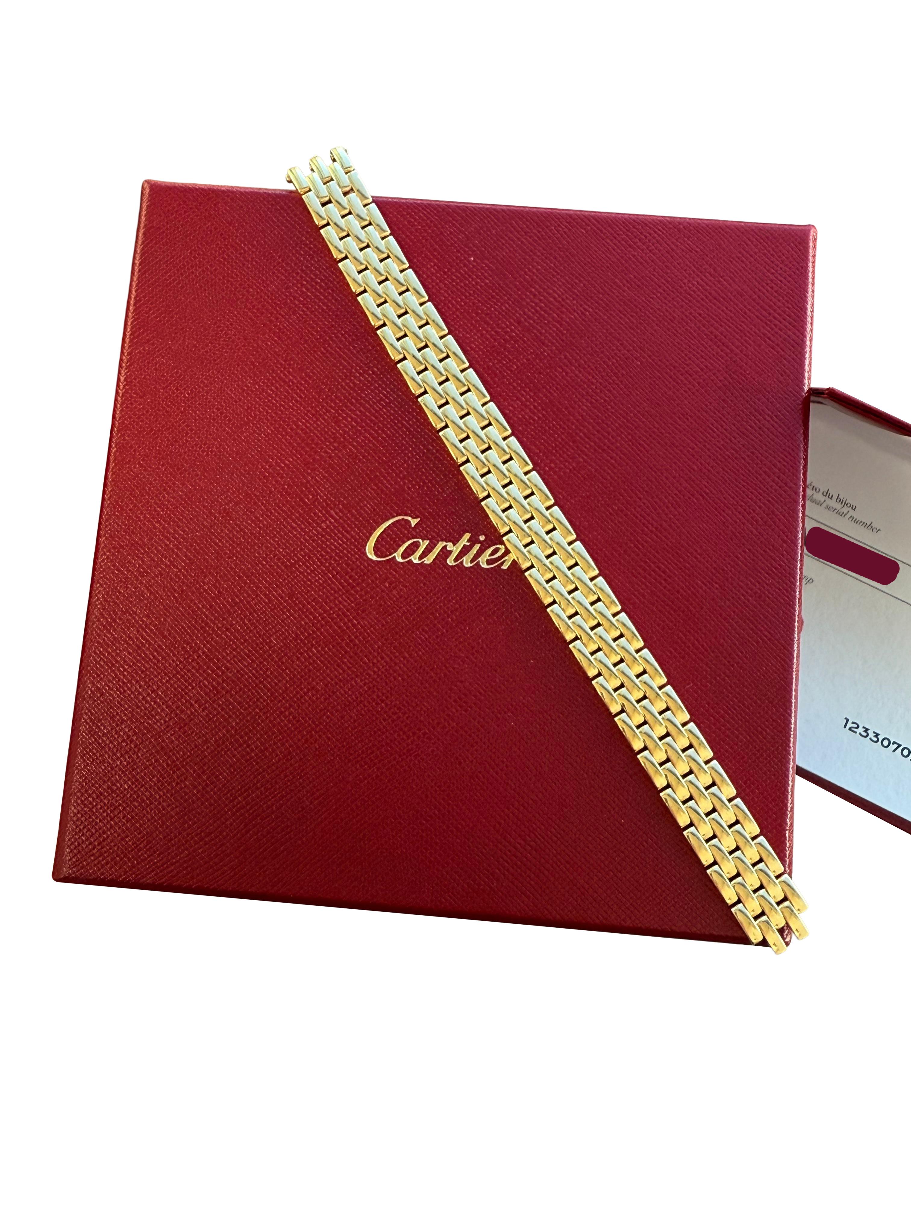Cartier Maillon Panthere Five Rows Yellow Gold Bracelet In Size 16 For Sale 2