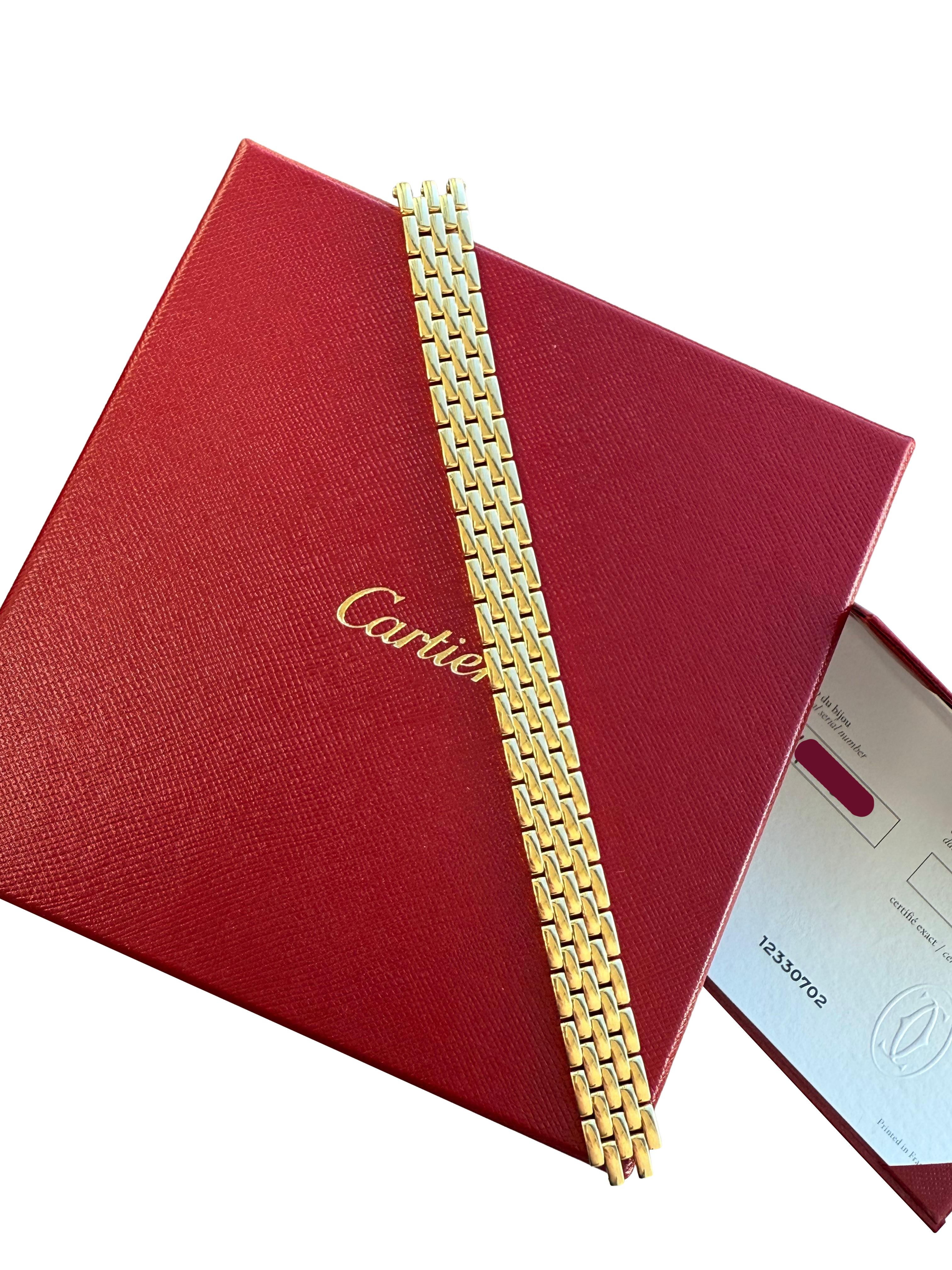 Cartier Maillon Panthere Five Rows Yellow Gold Bracelet In Size 16 For Sale 3