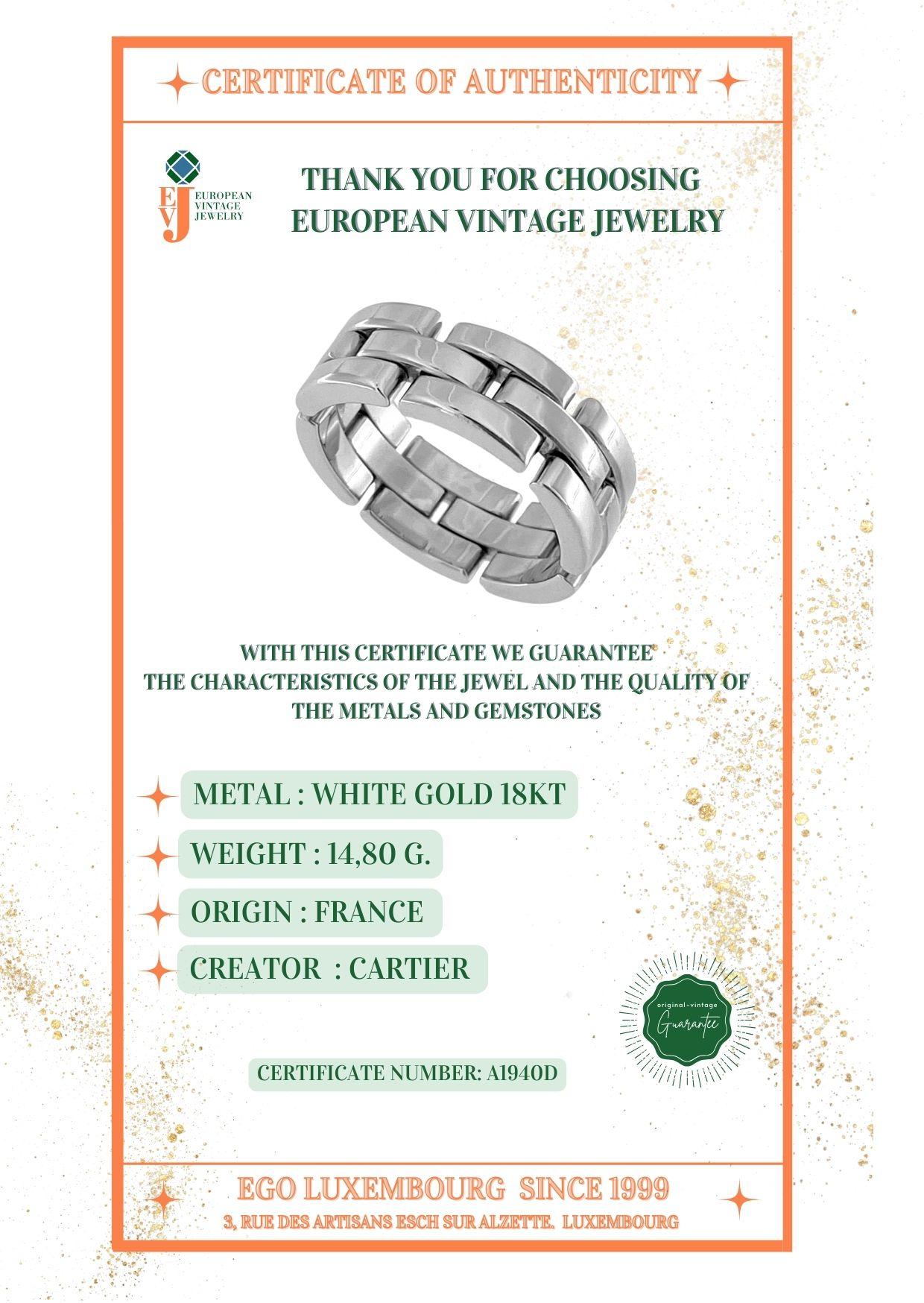Cartier Maillon Panthere Flexible Ring 18 karat White Gold In Good Condition For Sale In Esch sur Alzette, Esch-sur-Alzette