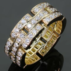 Cartier Maillon Panthere Full Diamond 18k Yellow Gold 3 Row Ring