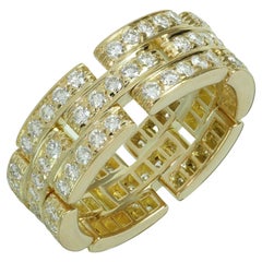 Cartier Maillon Panthere Full Diamond 18k Yellow Gold 3 Row Ring