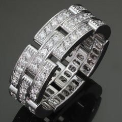 Cartier Maillon Panthere Full Pave Set Diamond White Gold 3-Row Ring Box Papers