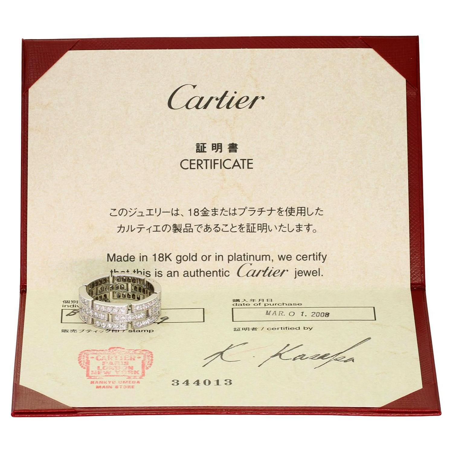 Cartier Maillon Panthere Weißgold 3-reihige Ringbox-Papiere mit Volldiamant in Weißgold Damen im Angebot